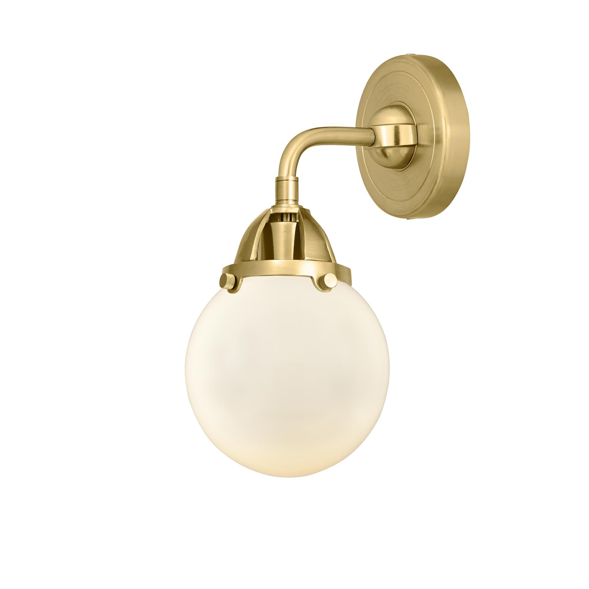 Shown in Satin Gold finish and Matte White glass