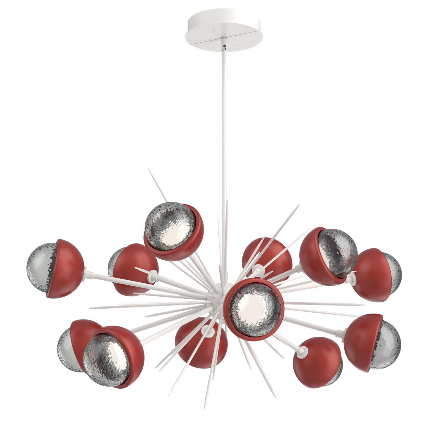Shown in Salt White finish and Smoke glass and Cinnamon Red accent