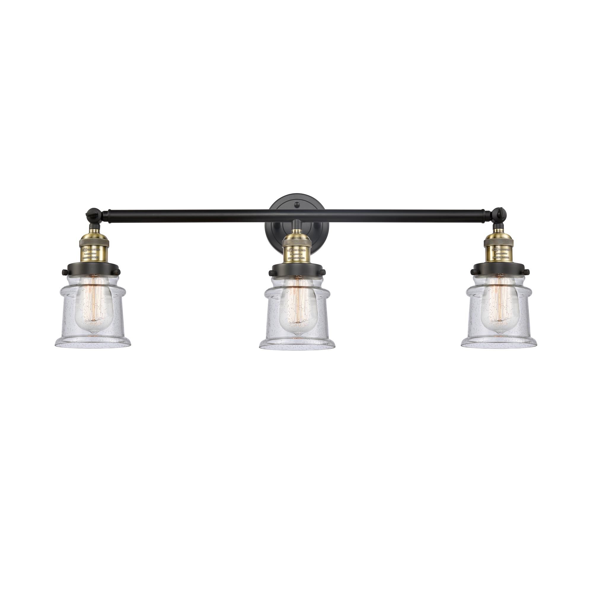 Shown in Black Antique Brass finish and Seedy Canton glass