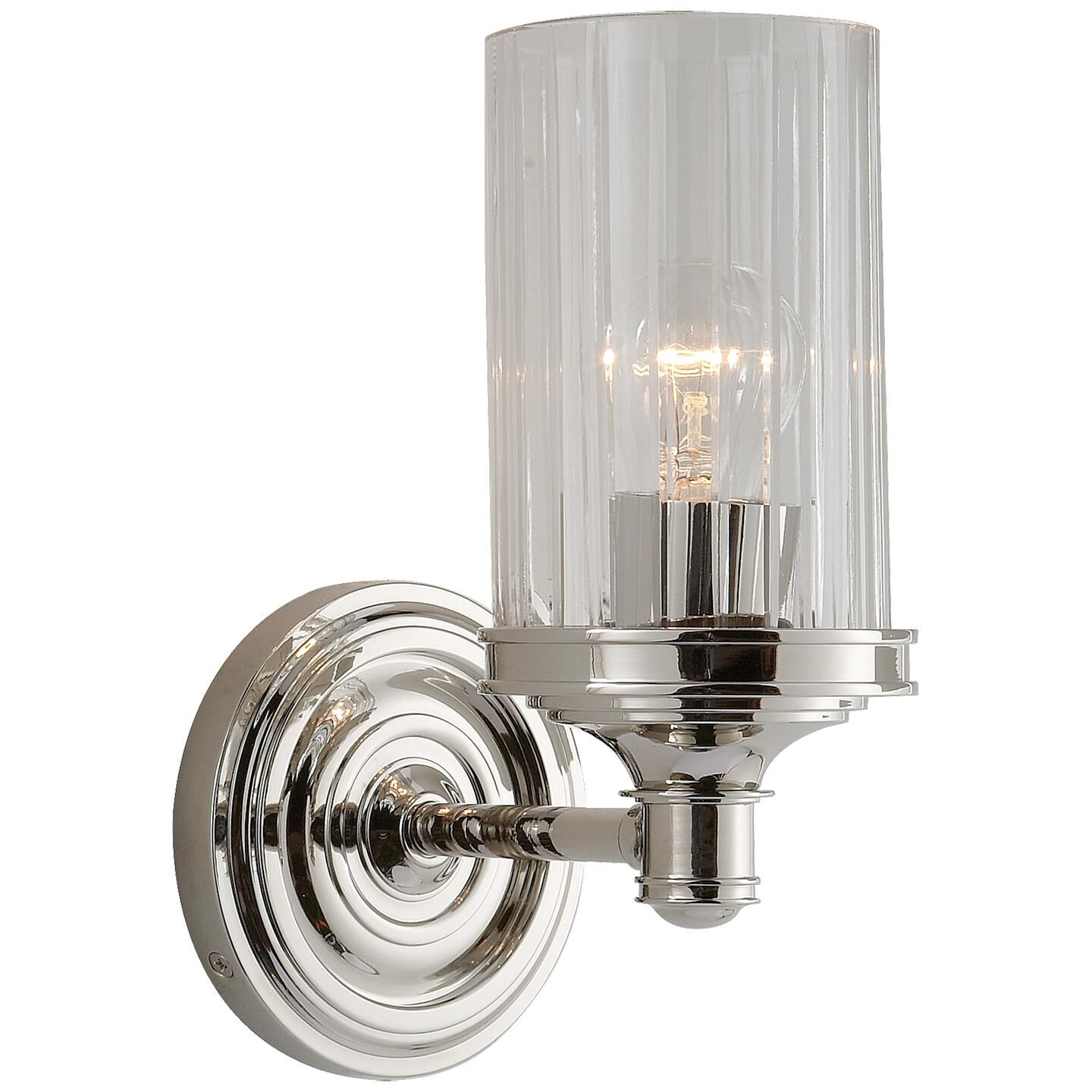 Shown in Polished Nickel finish and Crystal glass