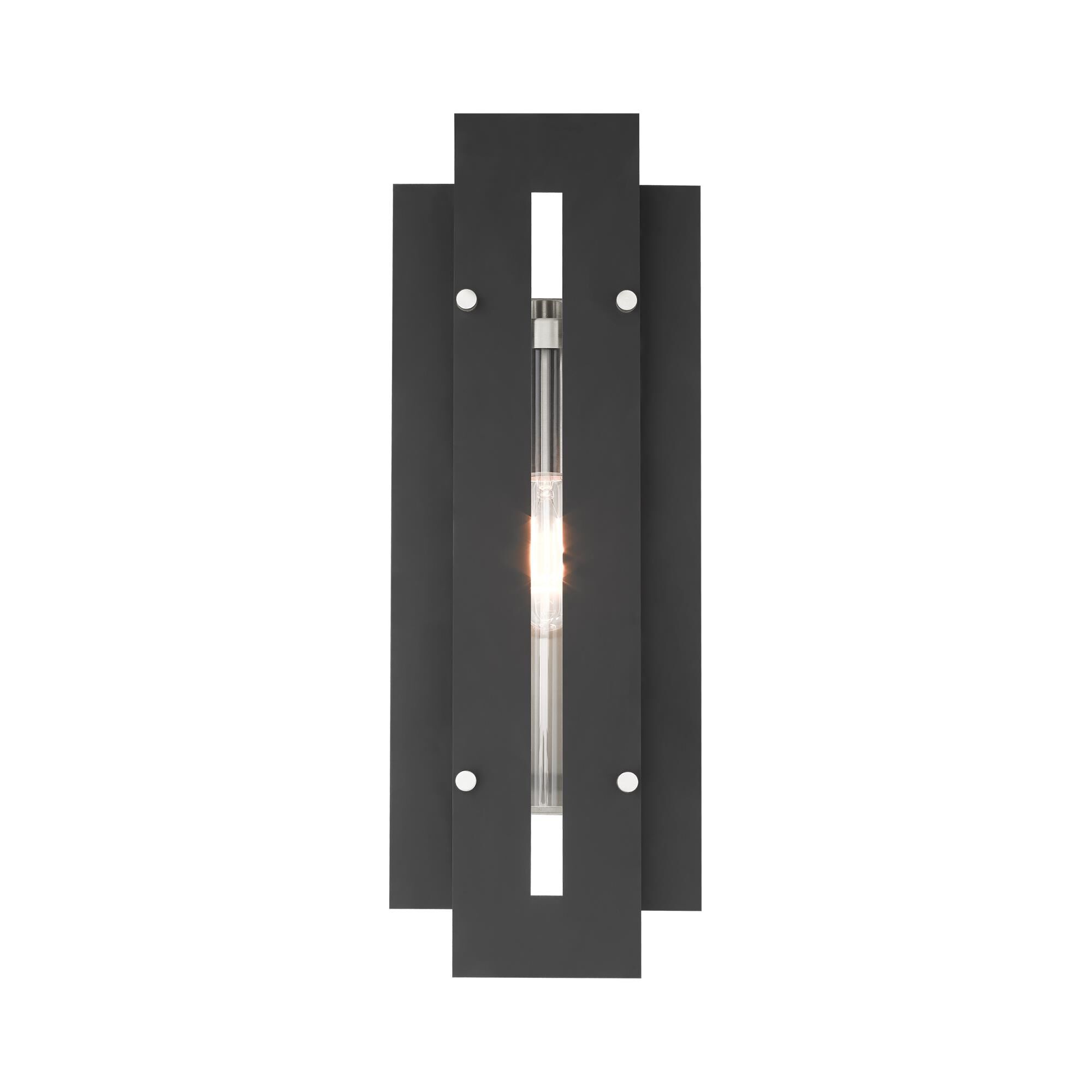 Shown in Black With Brushed Nickel Accents finish and Clear glass and Clear Glass shade