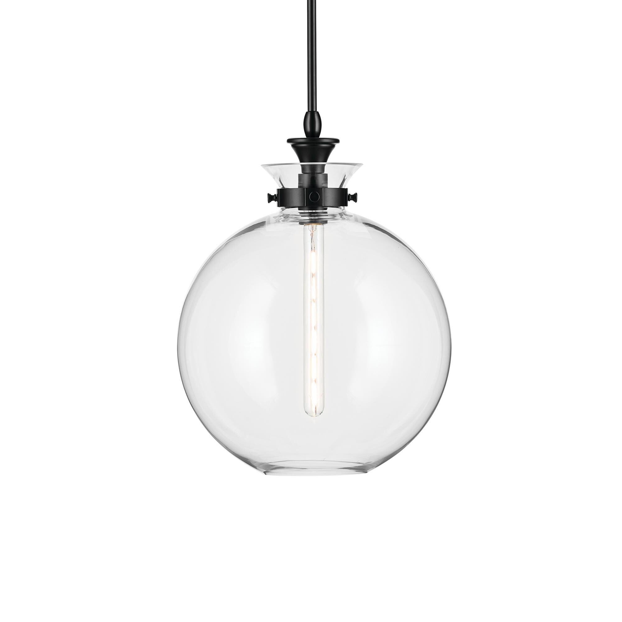Shown in Black finish and Clear glass