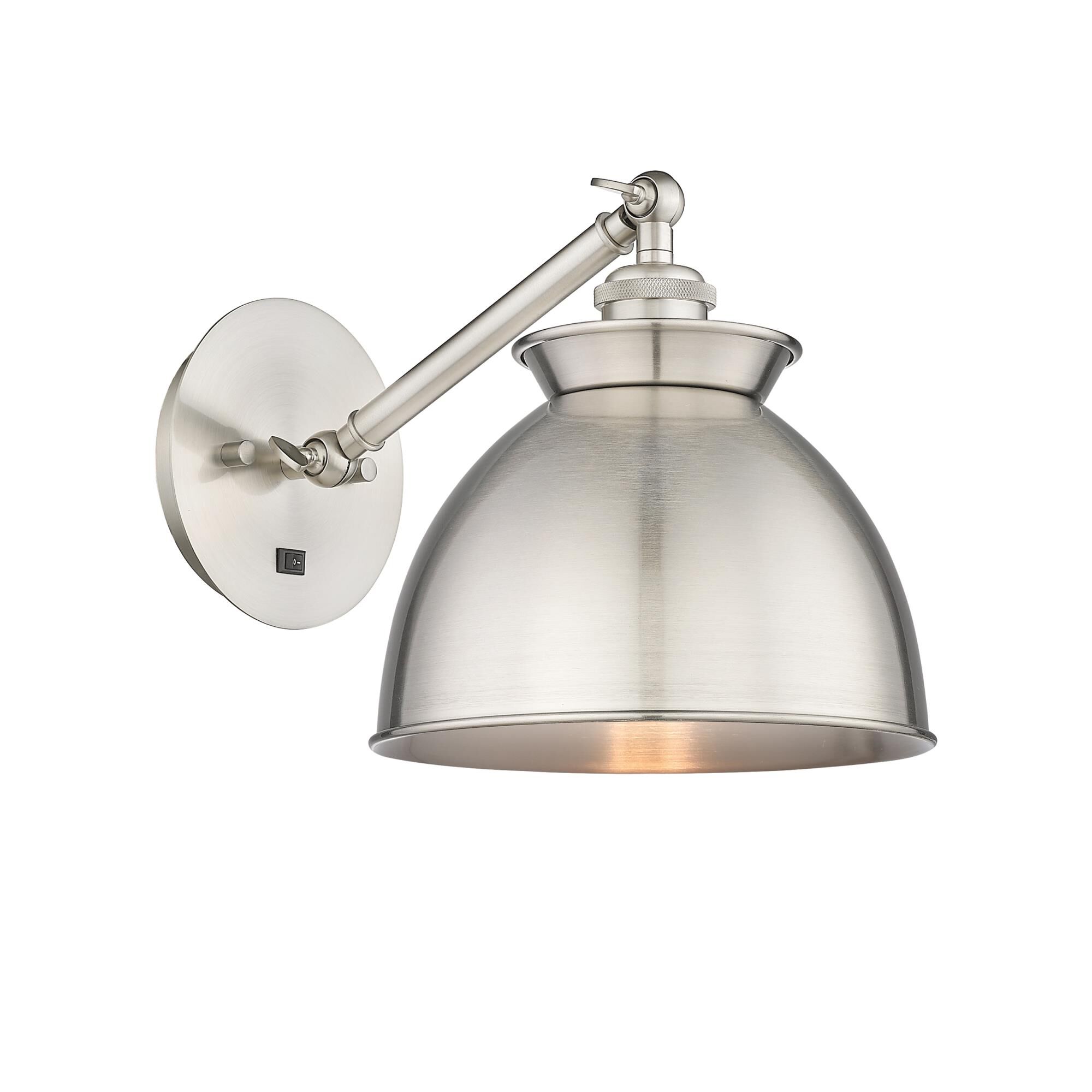 Shown in Brushed Satin Nickel finish and Brushed Satin Nickel shade