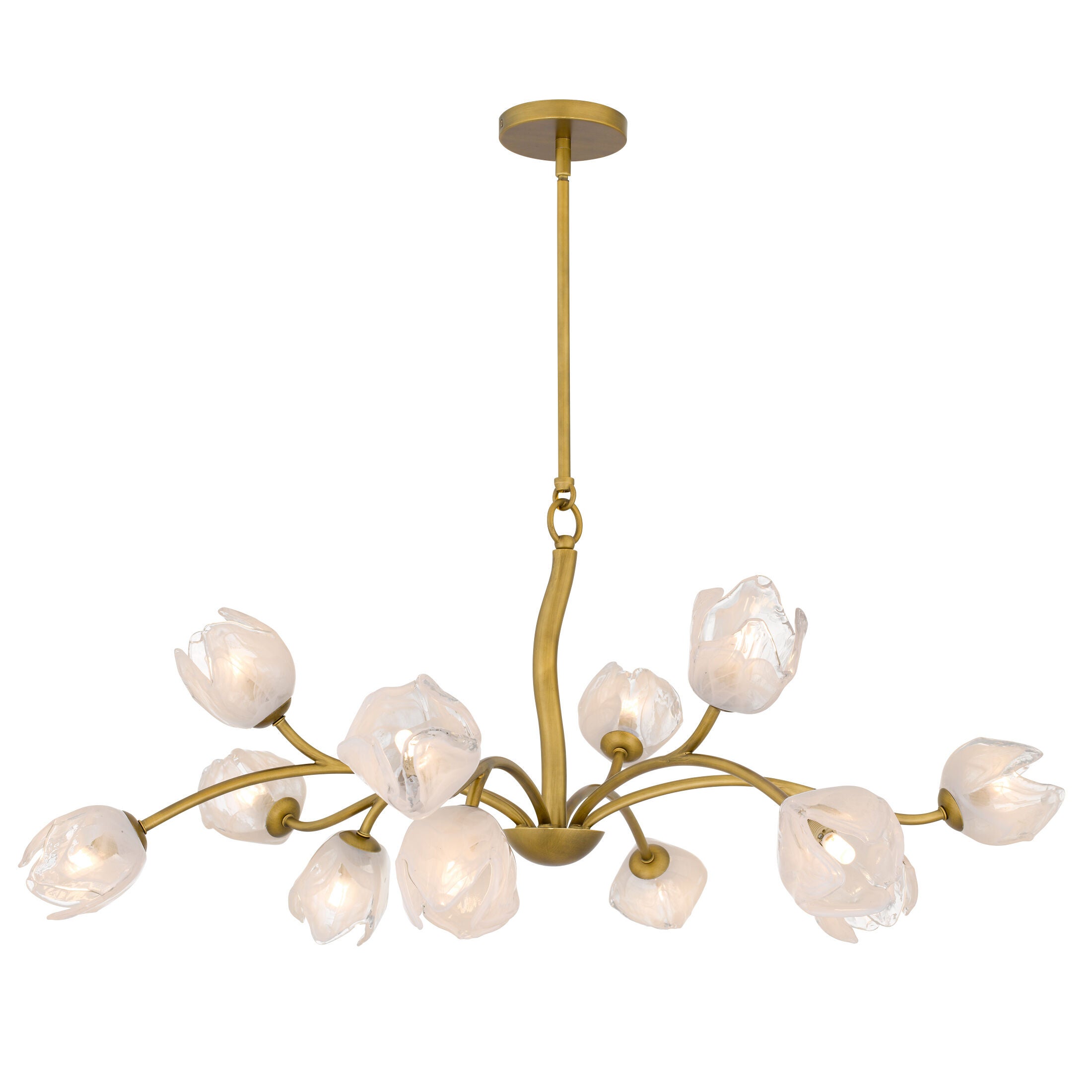 Shown in Vintage Brass finish and White Swirl Glass shade