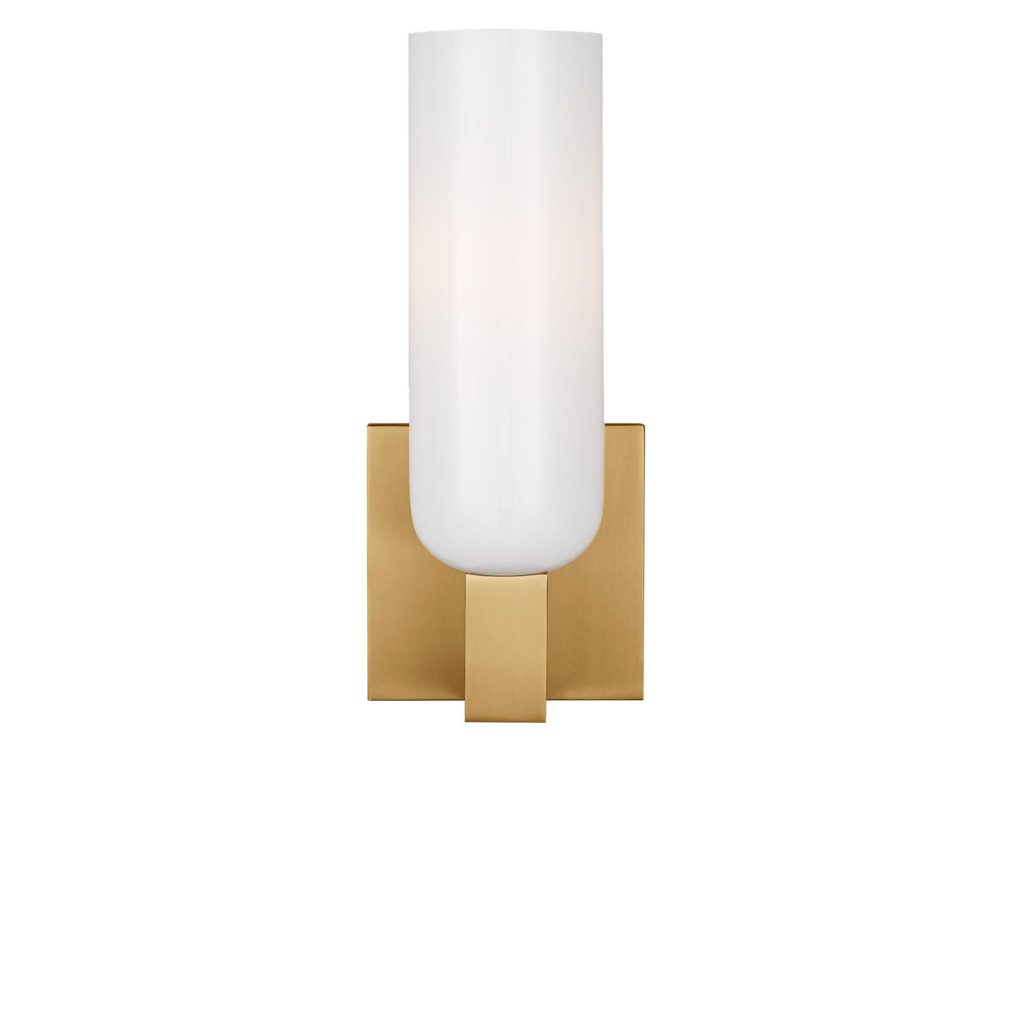 Shown in Burnished Brass finish and Milk glass
