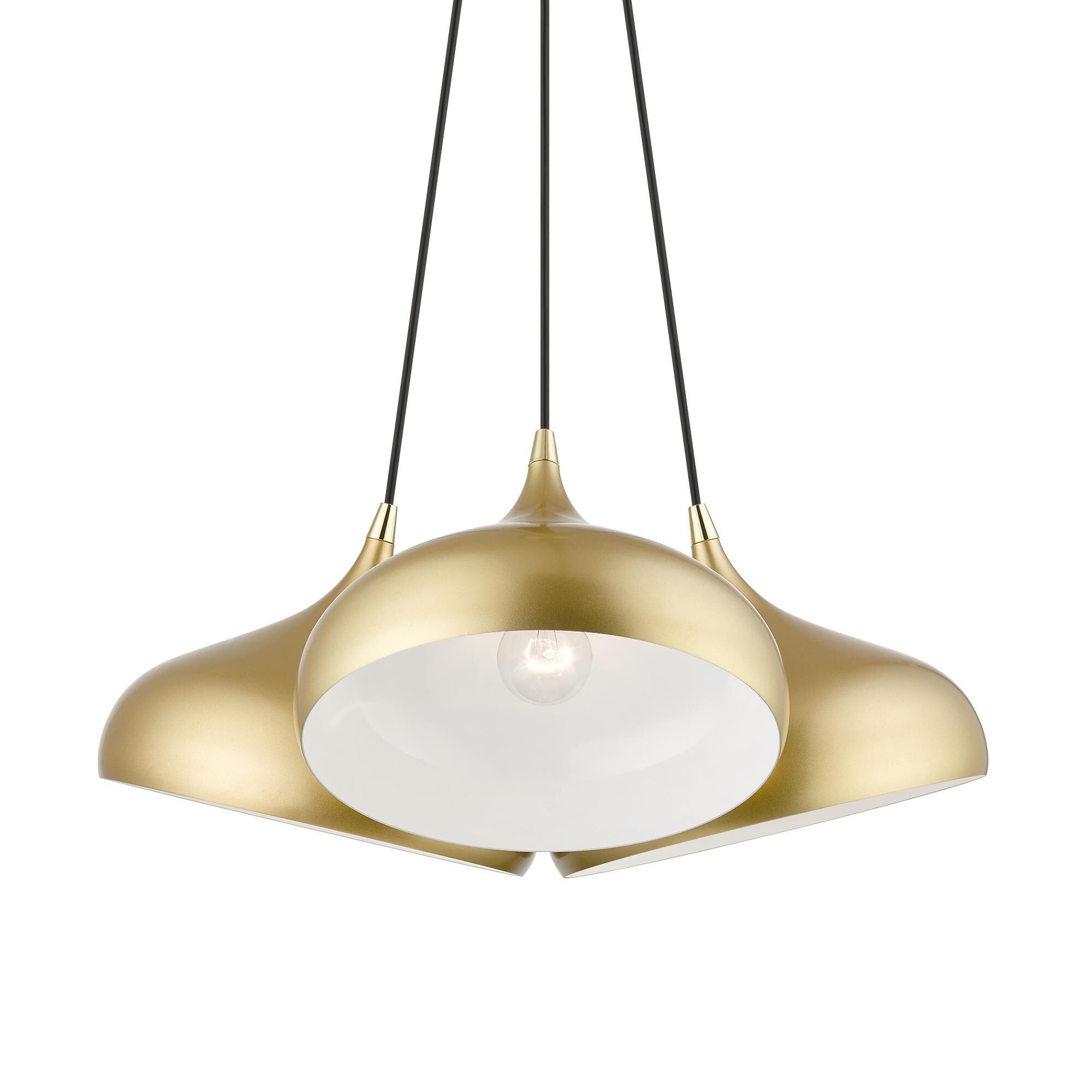 Shown in Soft Gold with Polished Brass Accents finish and Soft Gold with Shiny White shade