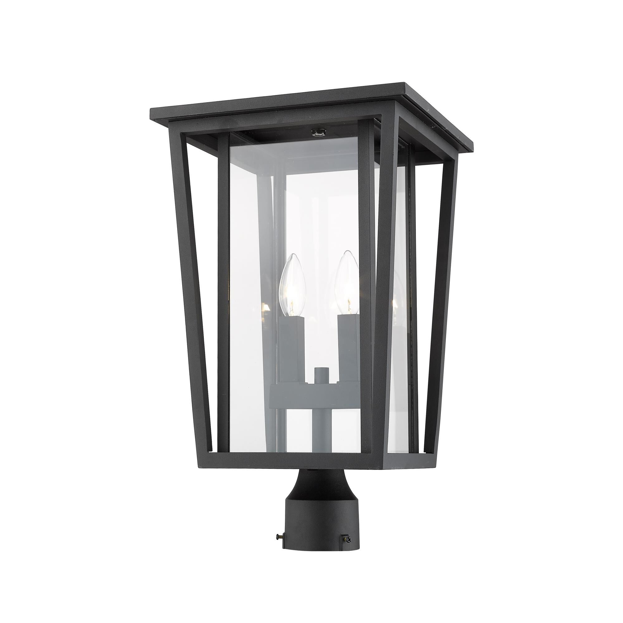Shown in Black finish and Glass shade
