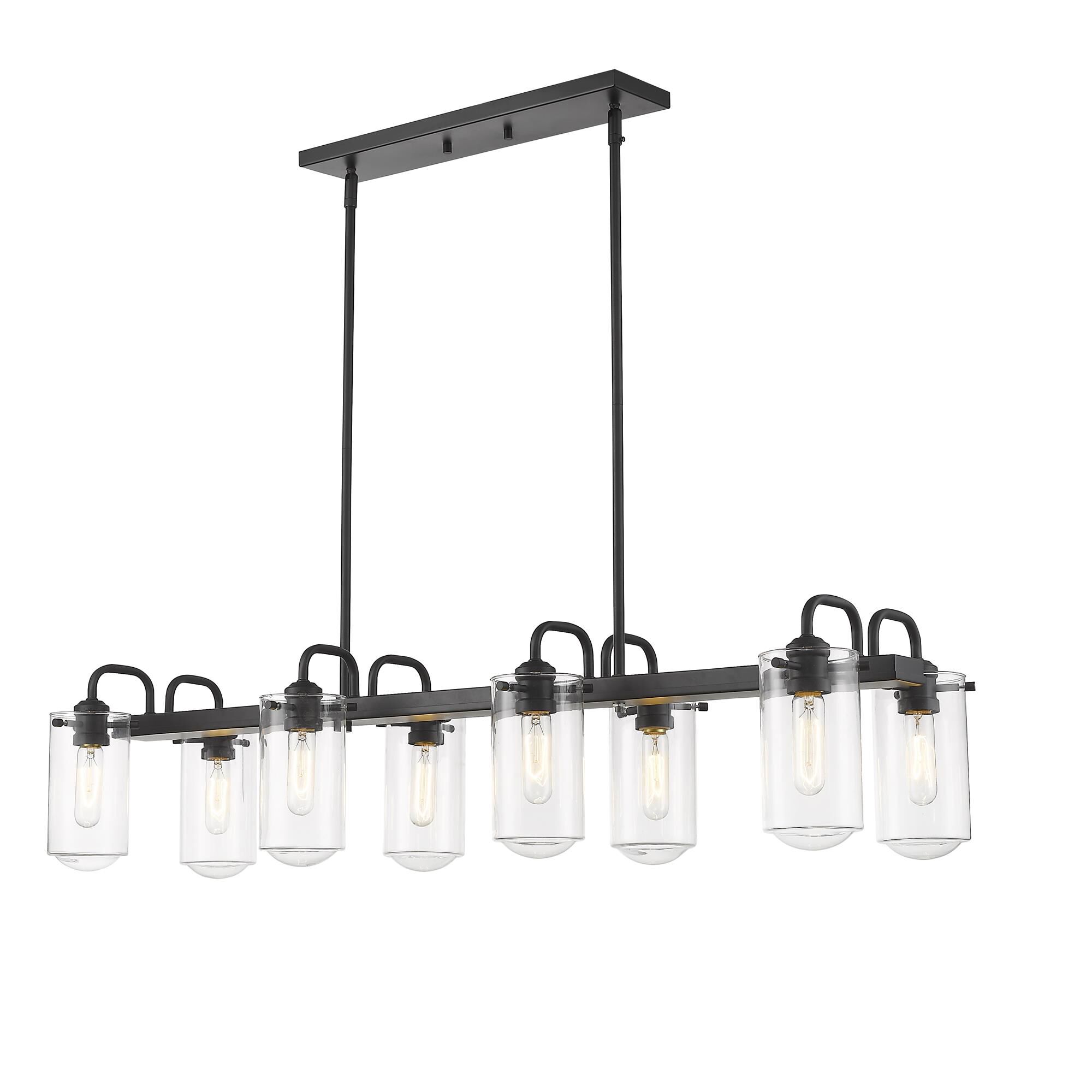 Shown in Matte Black finish and Glass shade