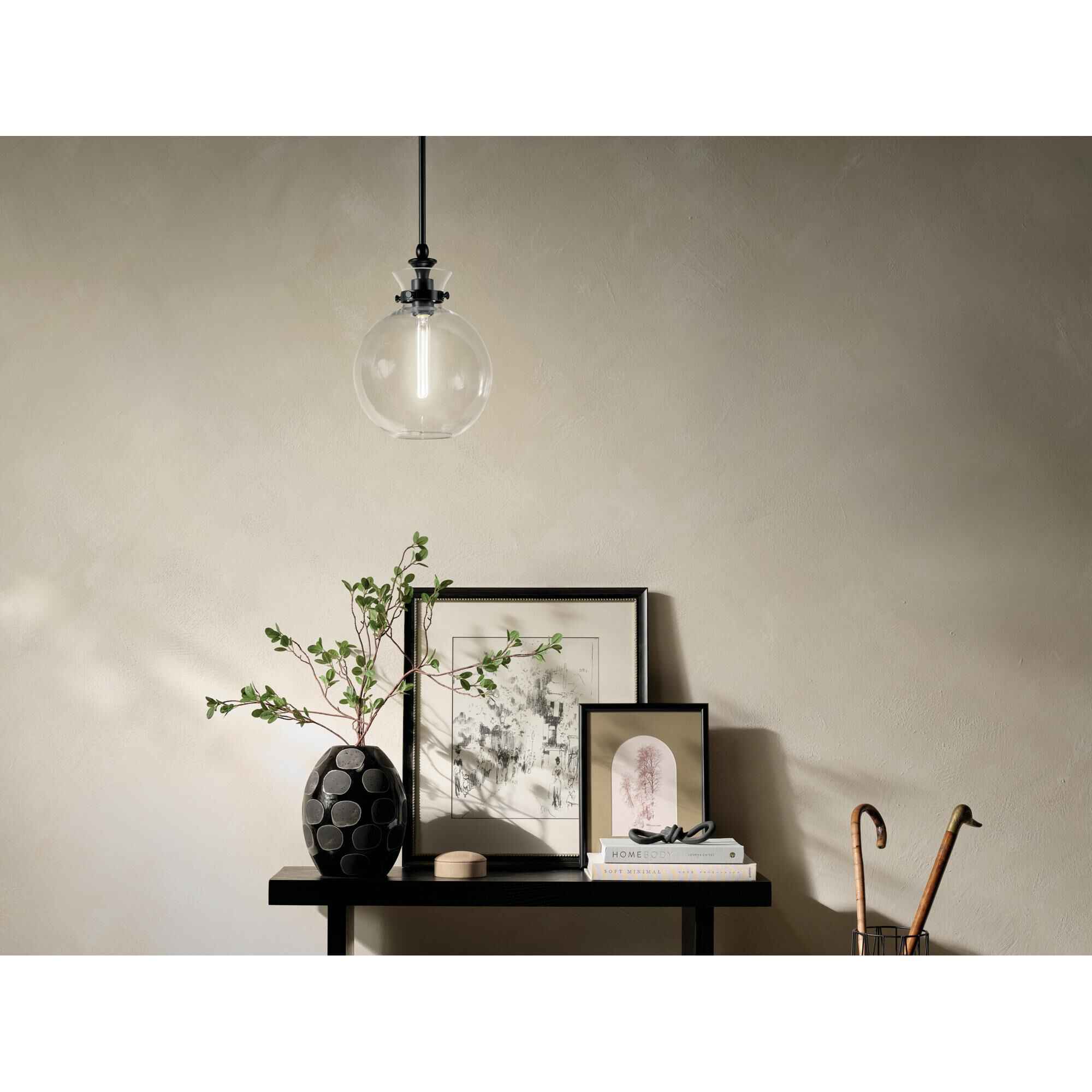 Shown in Black finish and Clear glass