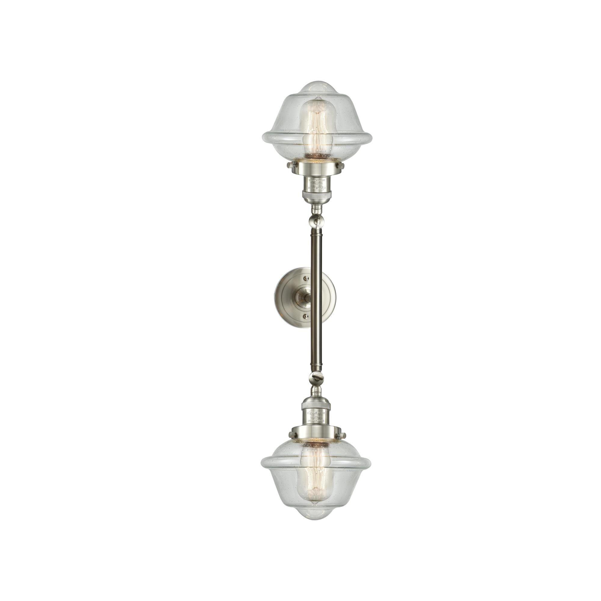 Shown in Brushed Satin Nickel finish and Seedy glass