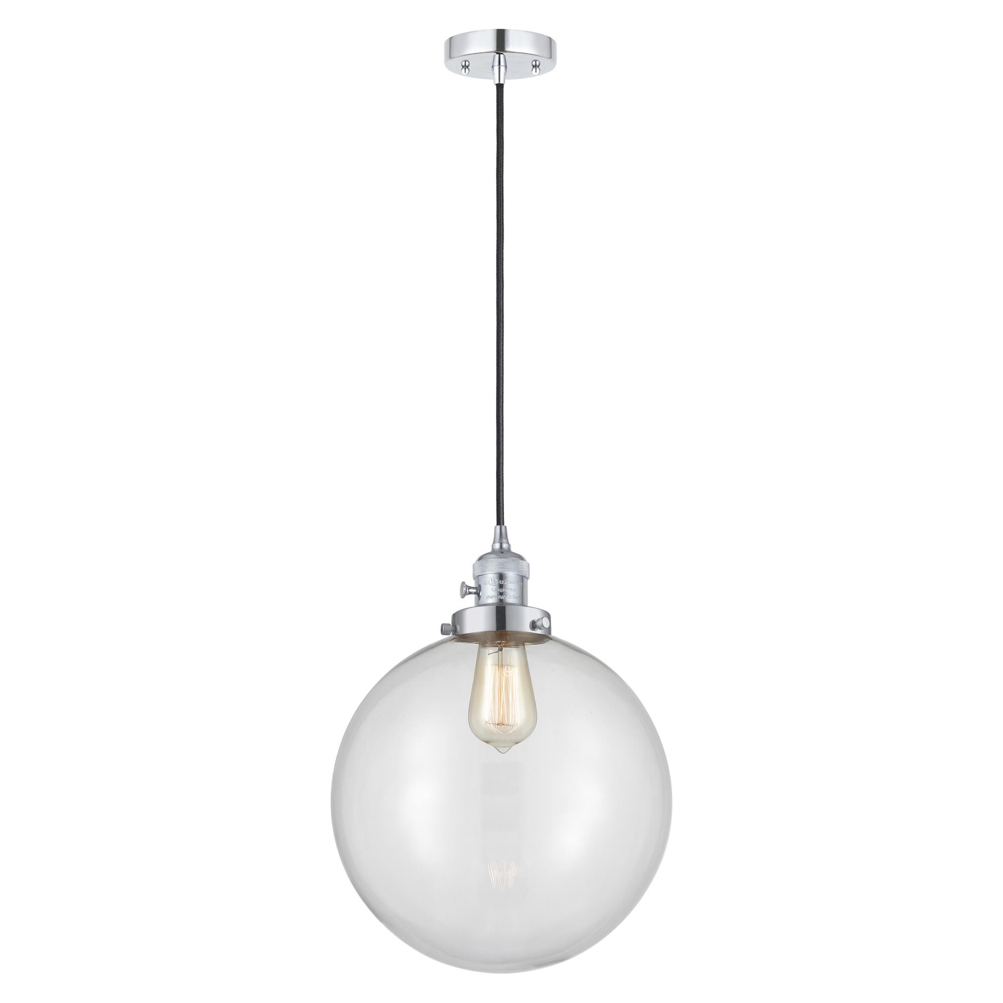 Shown in Polished Chrome finish and Clear glass