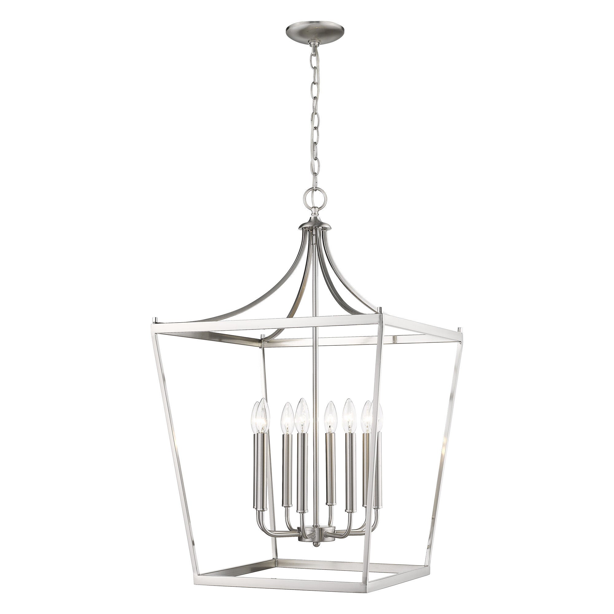 Shown in Satin Nickel finish and -- glass and -- shade