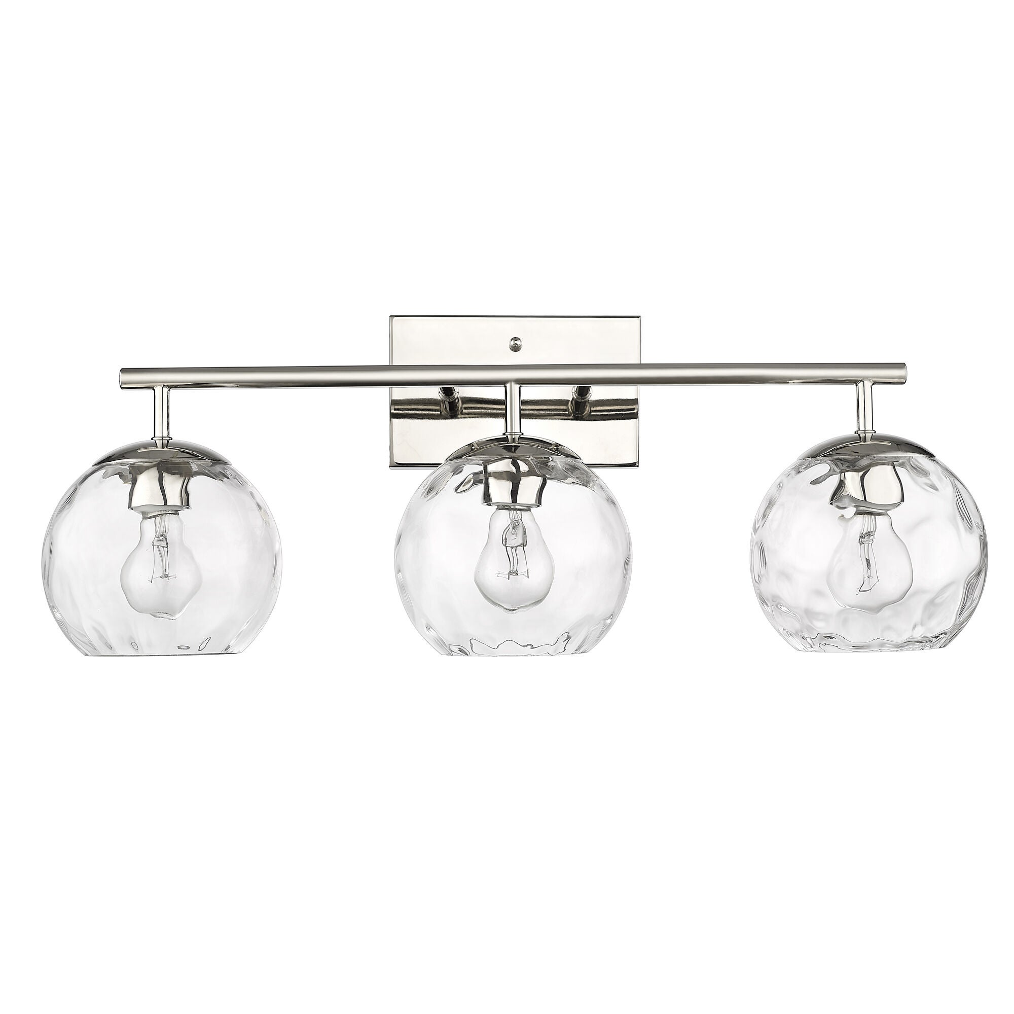 Shown in Polished Nickel finish and Rippled Water glass