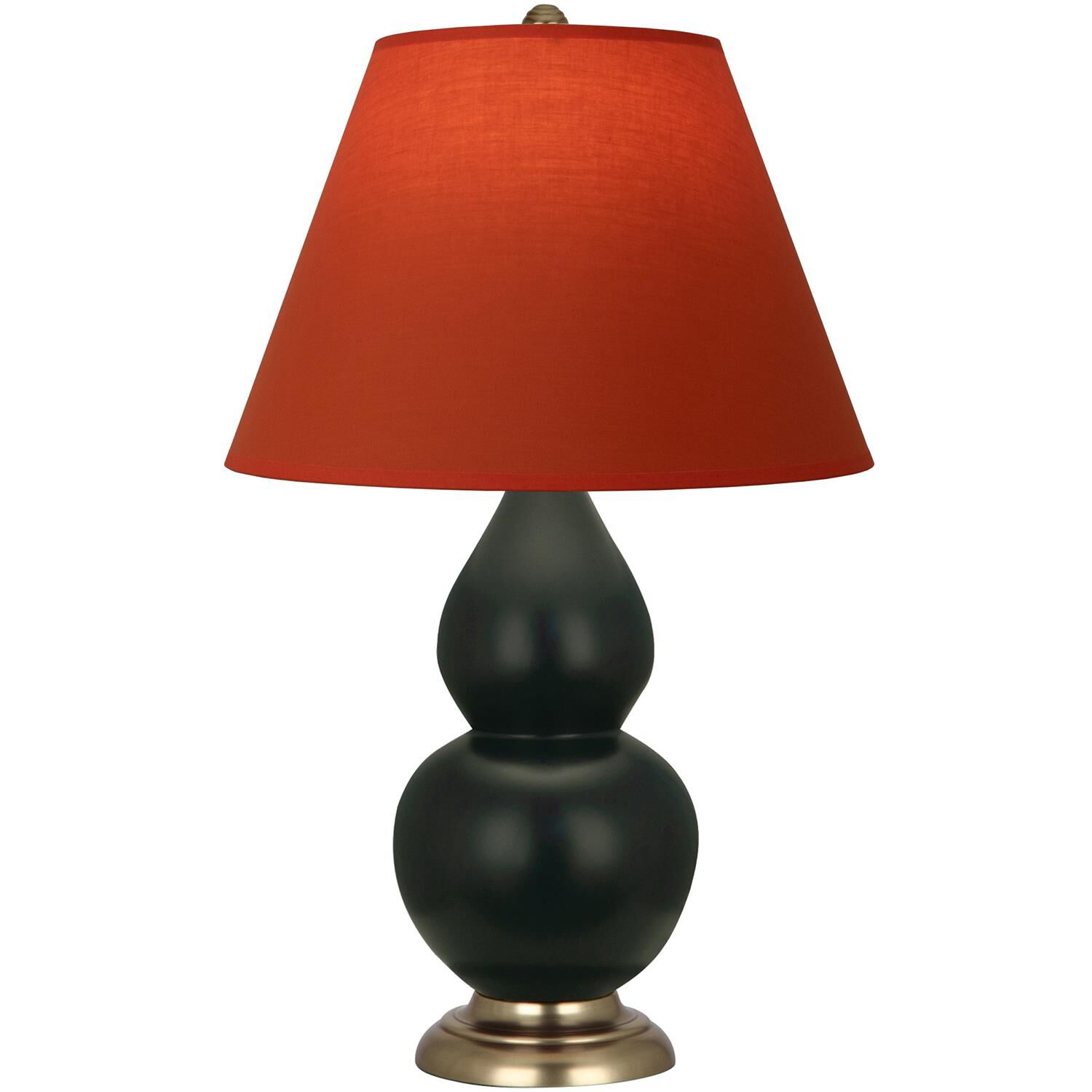 Shown in Matte Obsidian finish and Tangerine and Taupe Lining shade and Antique Natural Brass accent