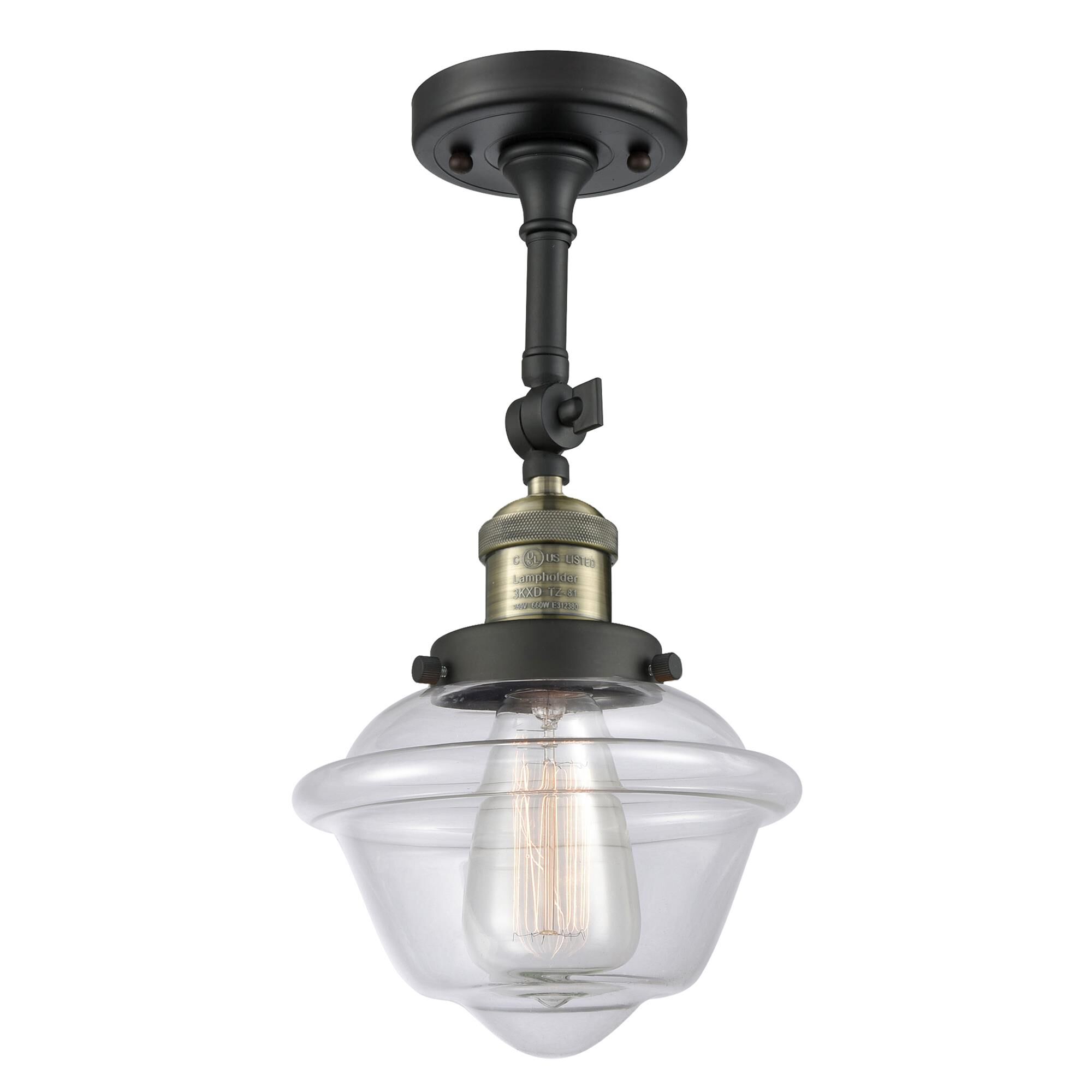 Shown in Black Antique Brass finish and Clear glass