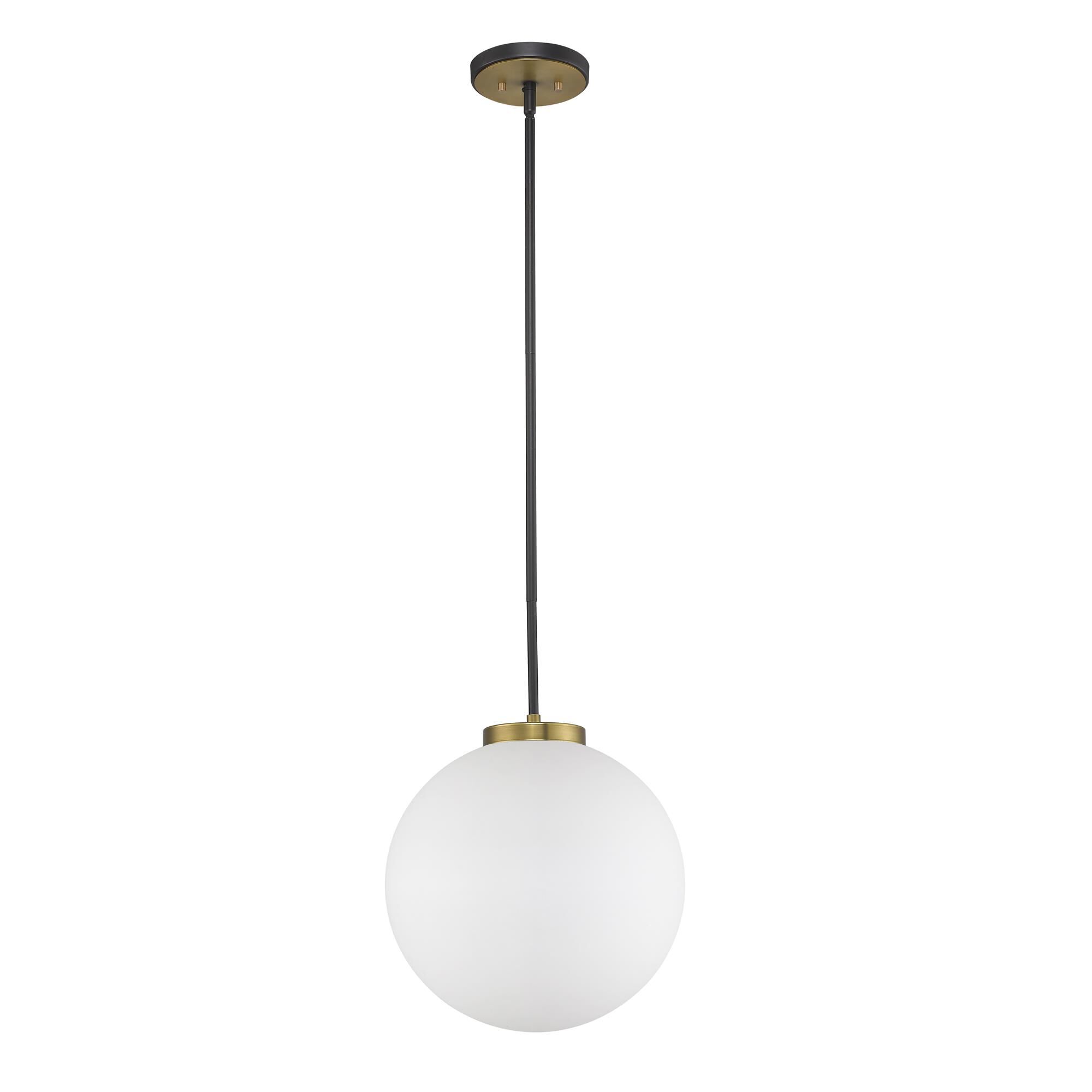 Shown in Matte Black + Olde Brass finish and Glass shade