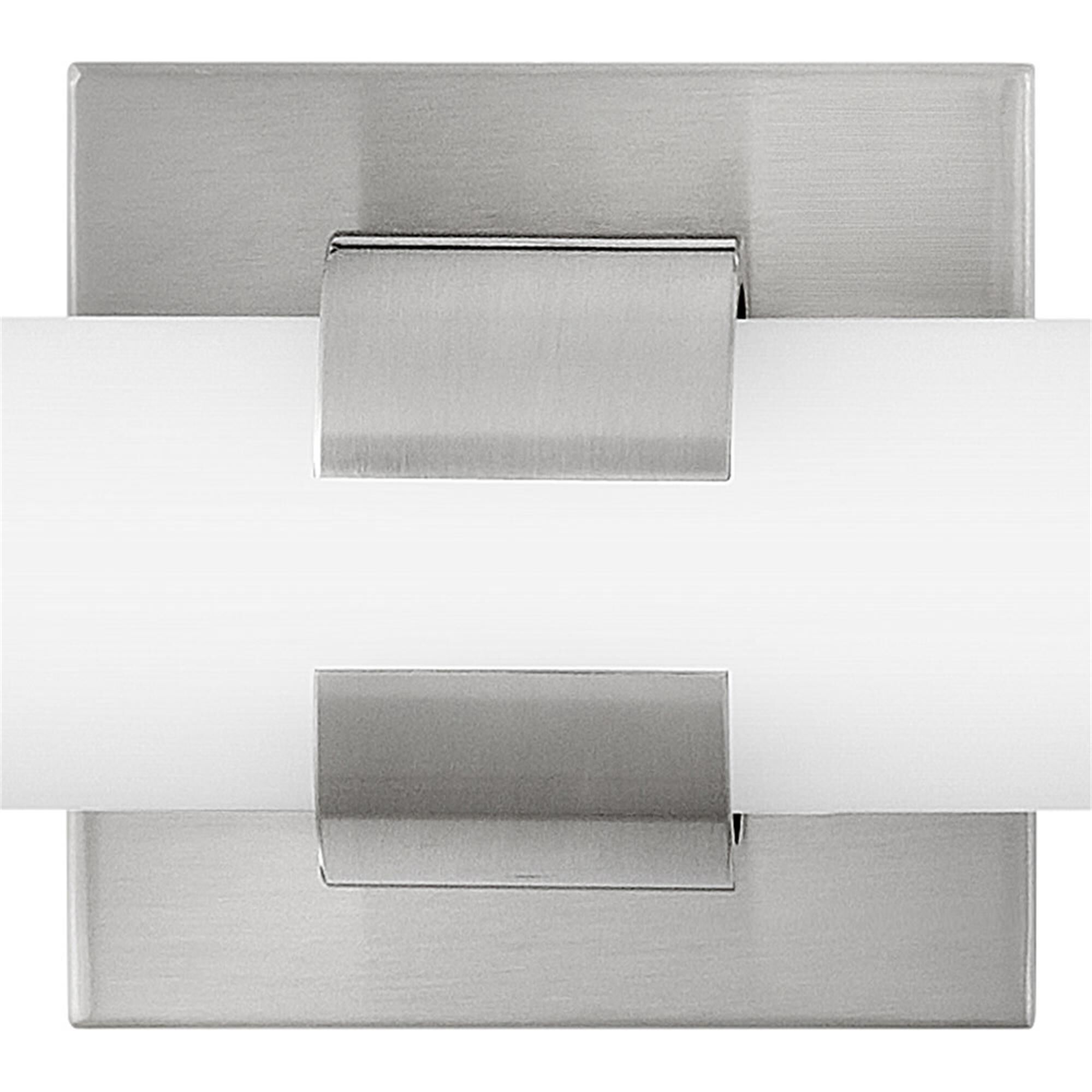 Shown in Brushed Nickel finish and Etched White glass