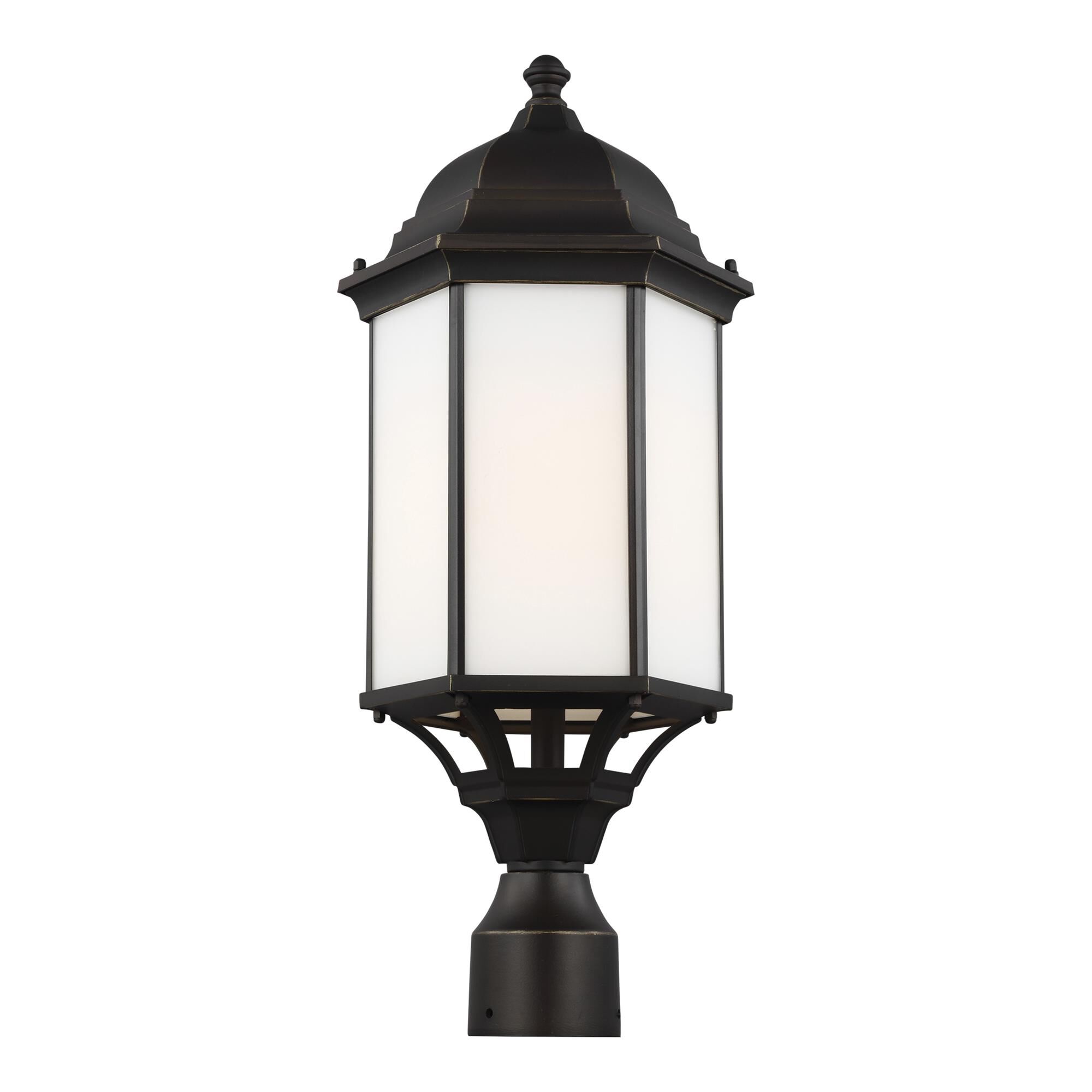 Shown in Antique Bronze finish and Satin Etched glass
