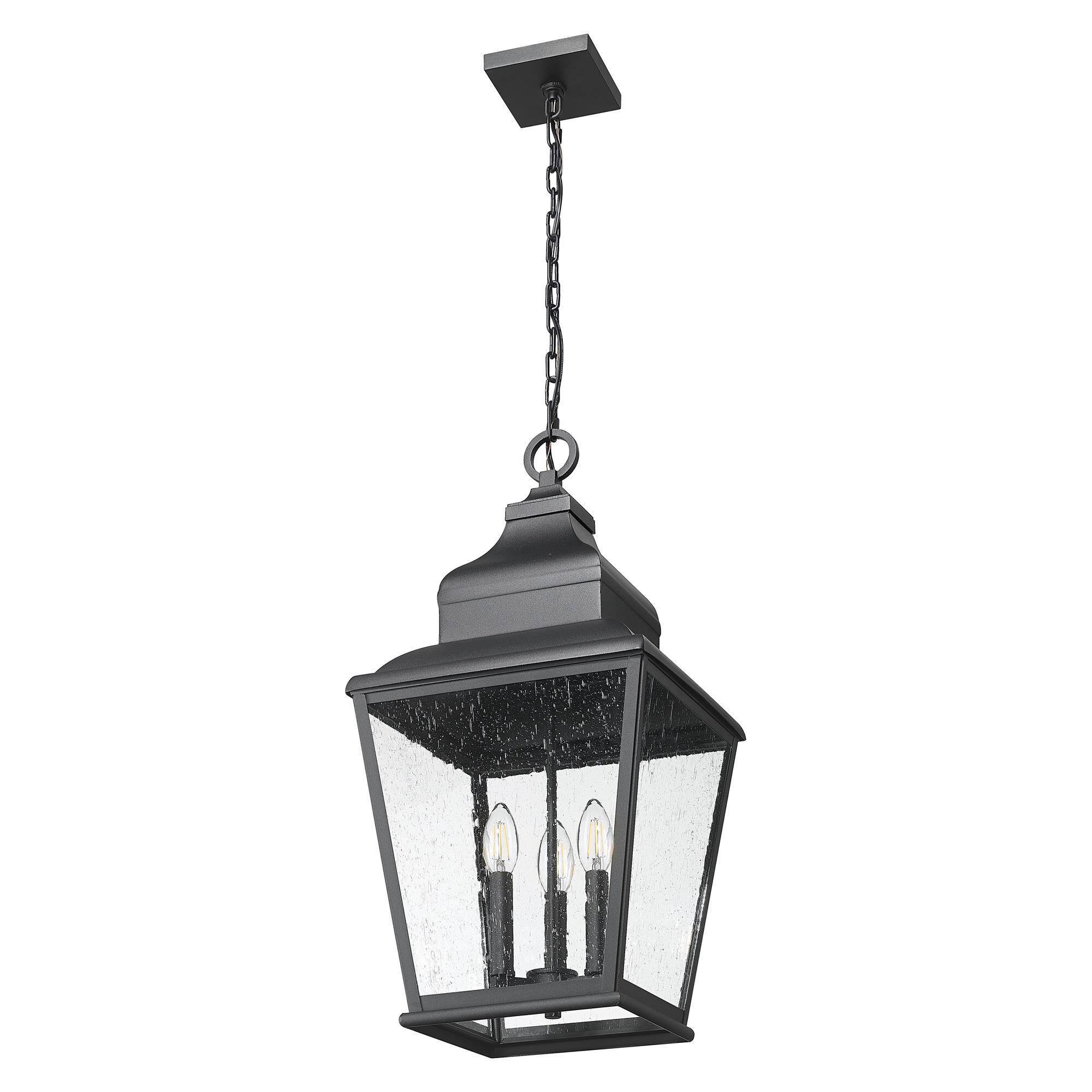 Shown in Sand Black finish and Clear Seedy glass