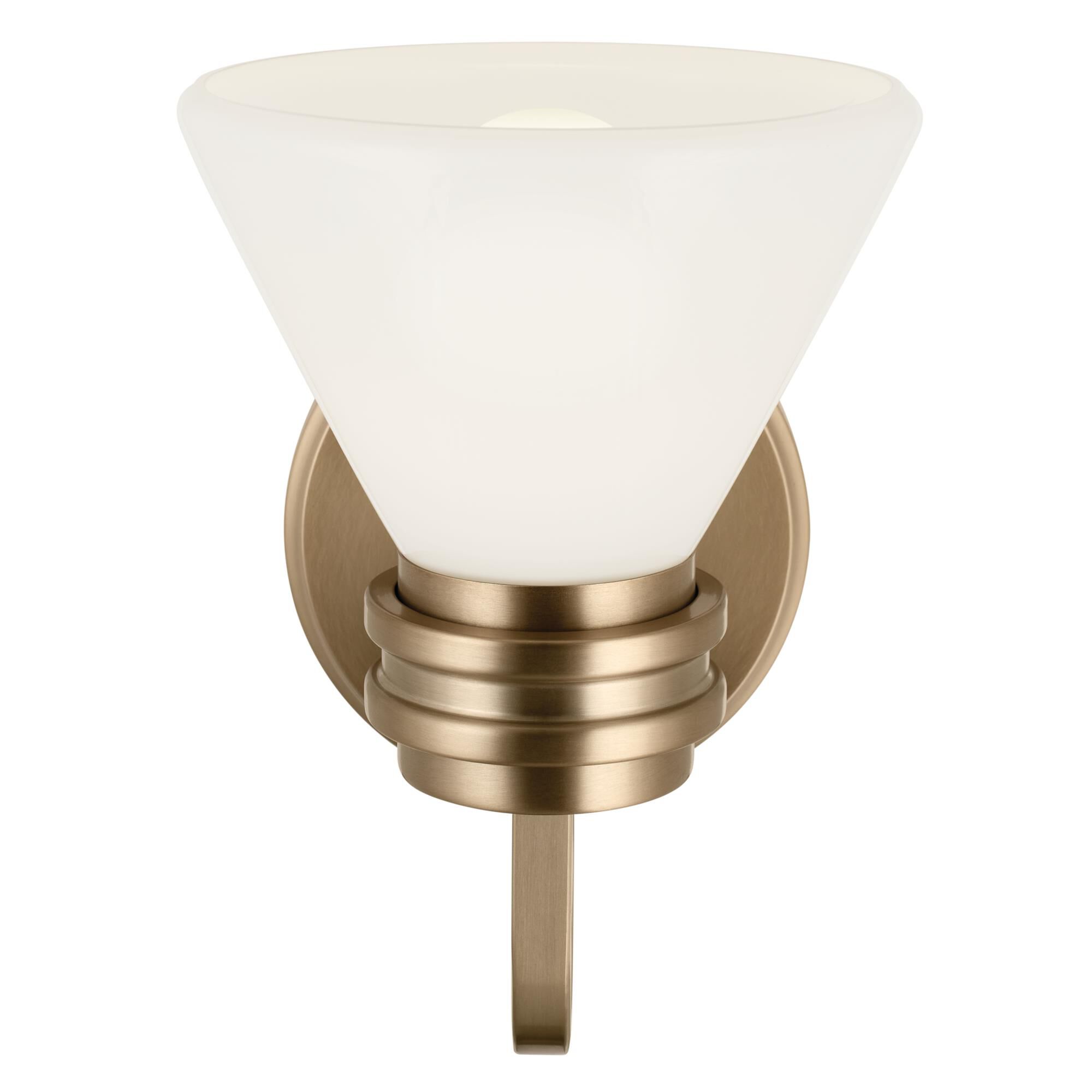 Shown in Champagne Bronze finish and Opal glass
