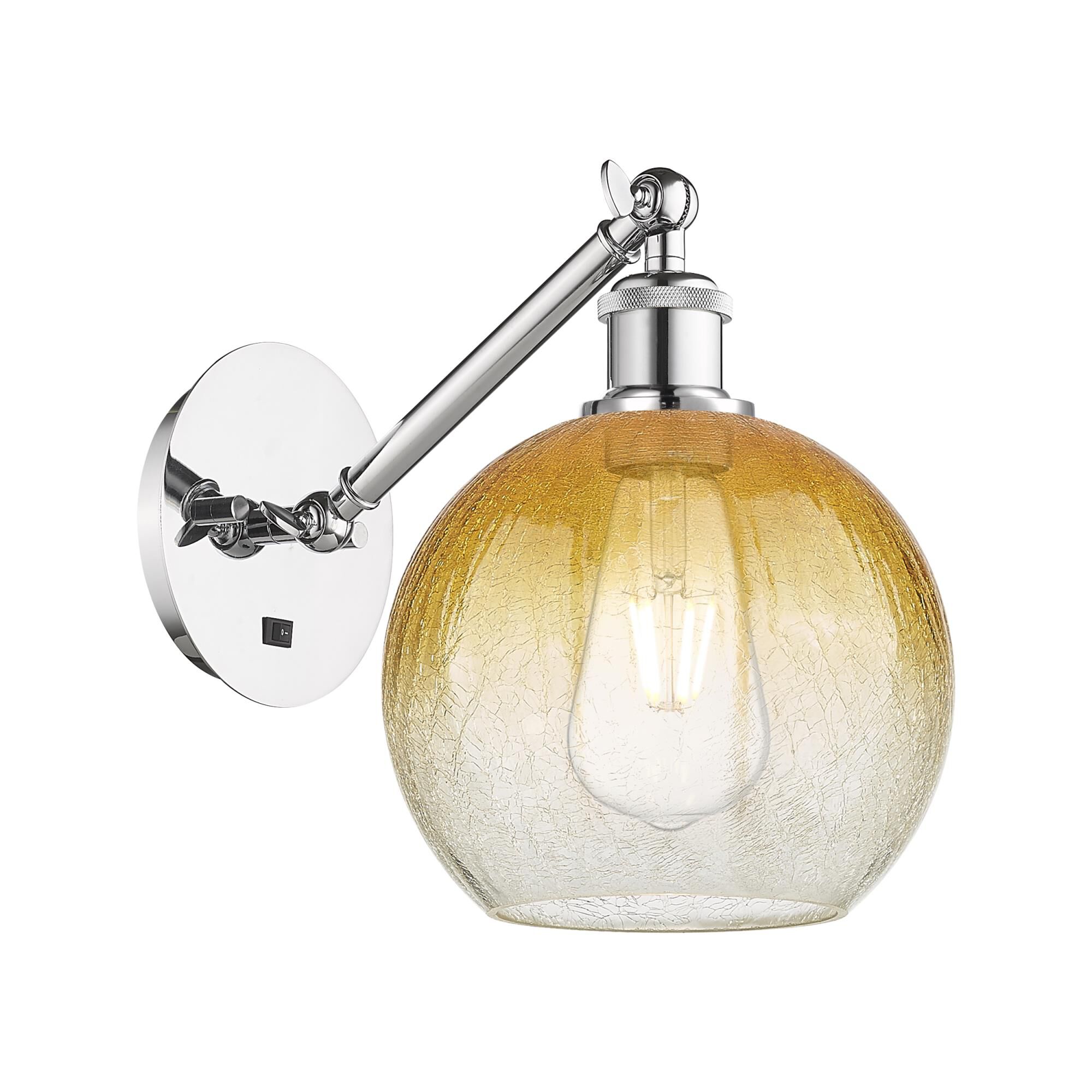 Shown in Polished Chrome finish and Amber glass