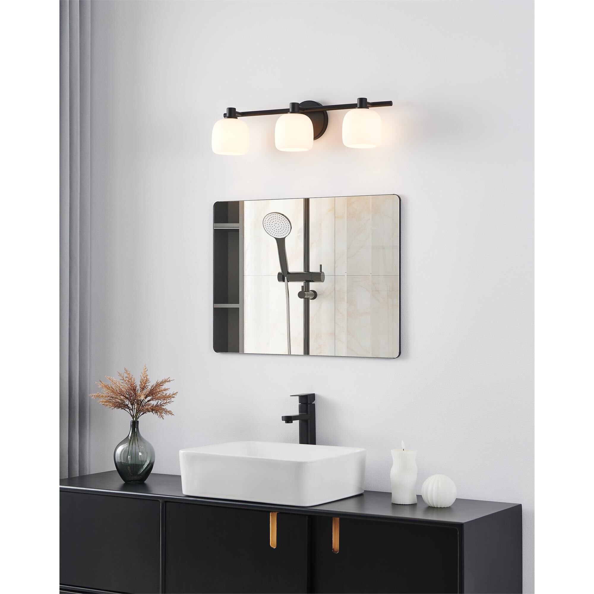 Shown in Matte Black finish and Etched Opal glass