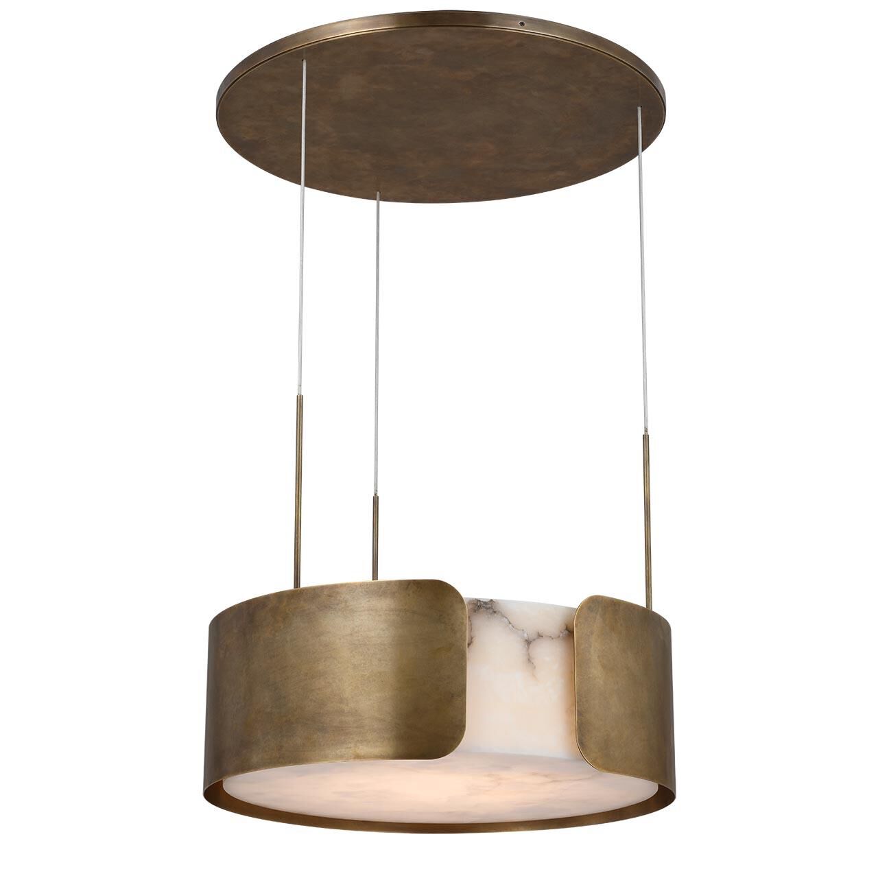 Shown in Mottled Brass finish and Alabaster shade