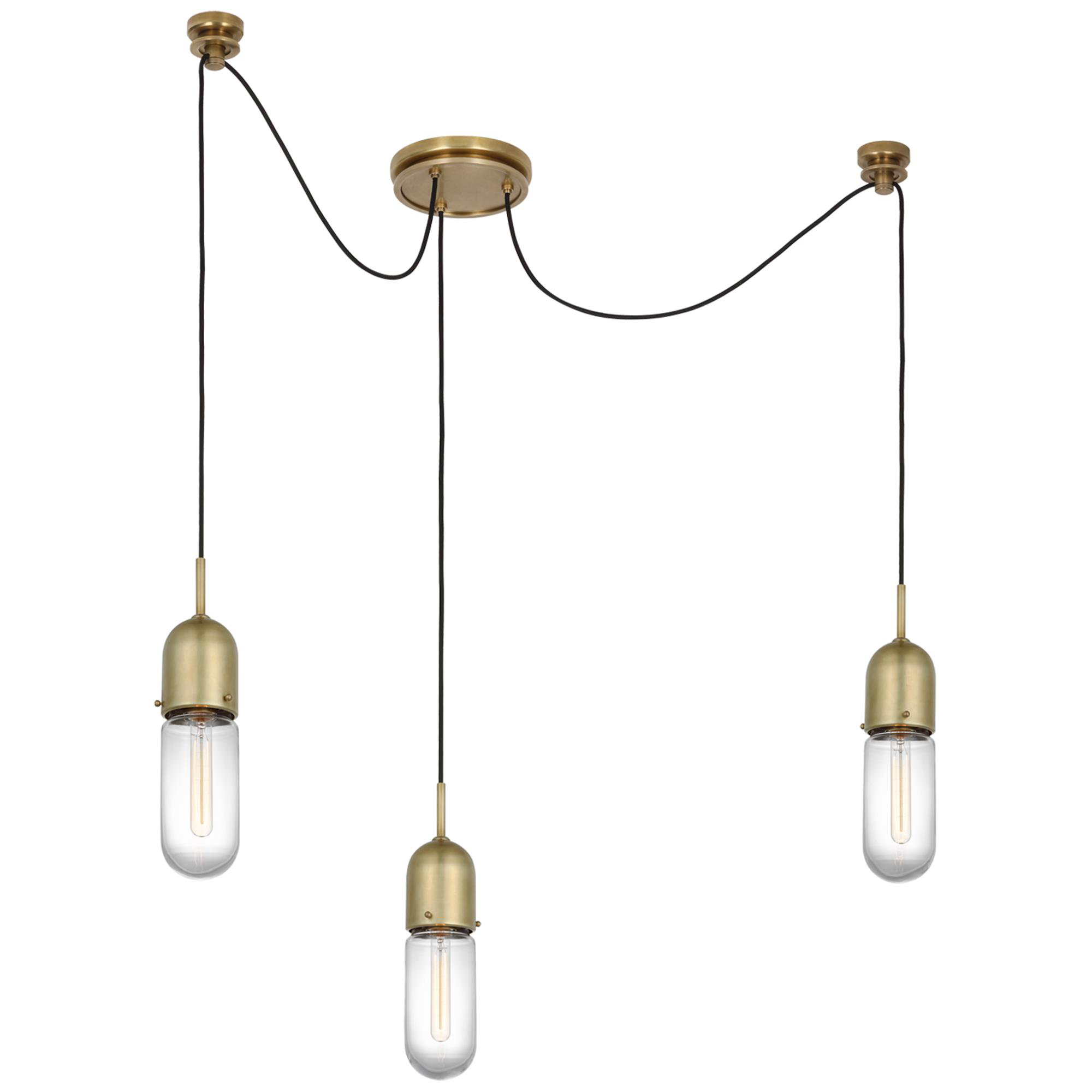 Shown in Hand-Rubbed Antique Brass finish and Clear glass