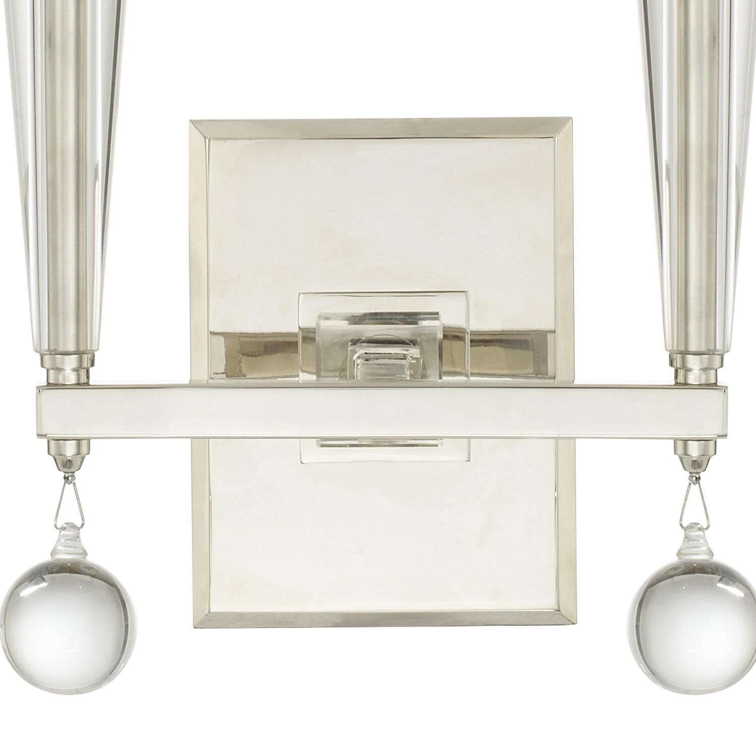 Shown in Polished Nickel finish and Clear Glass Drops crystal and Silk glass and White shade