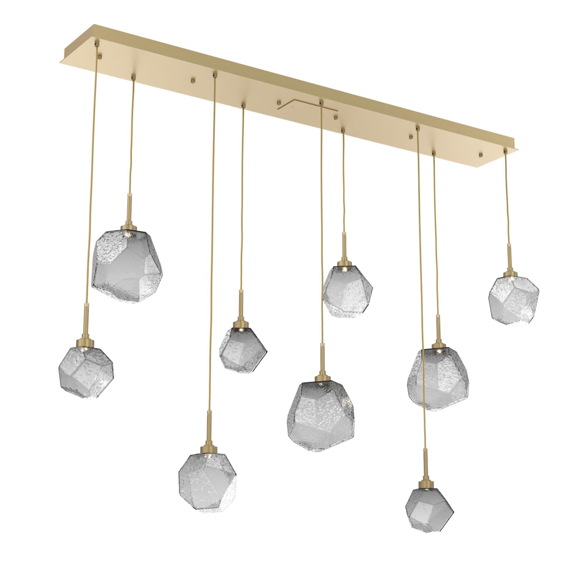 Shown in Gilded Brass finish and Smoke glass