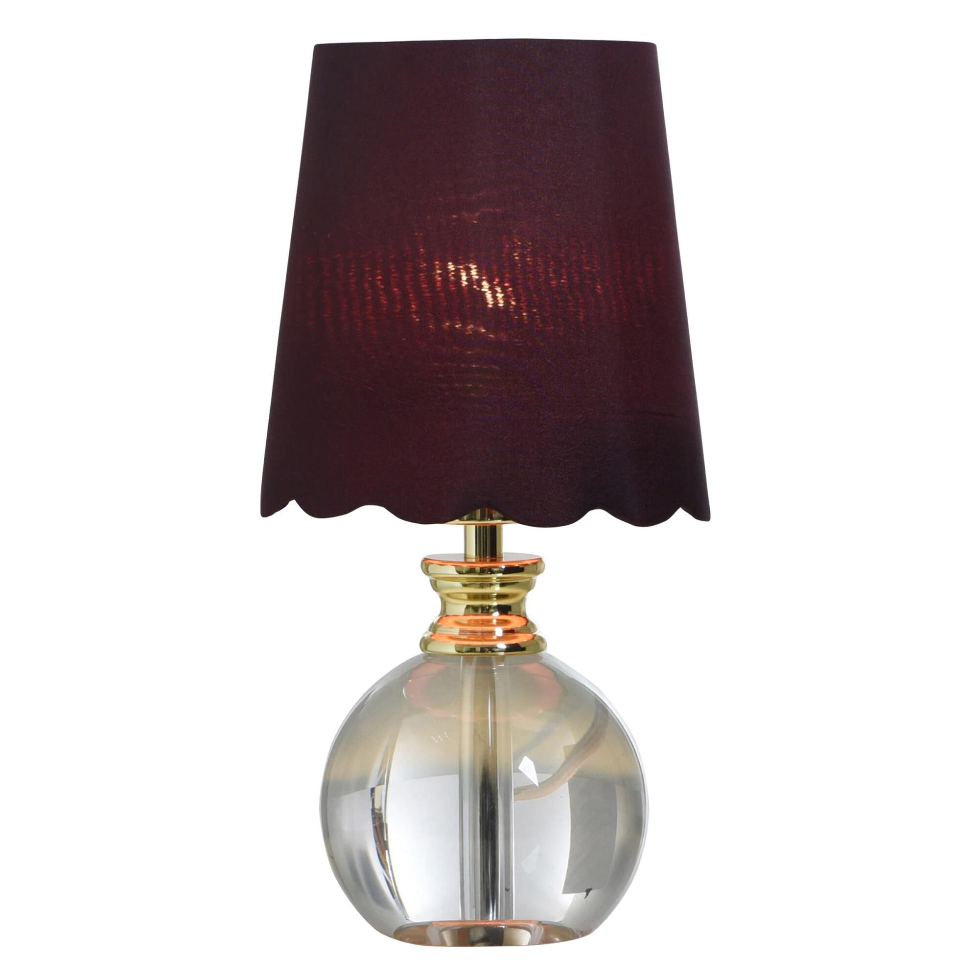 Shown in Clear and Polished Gold finish and Burgundy shade