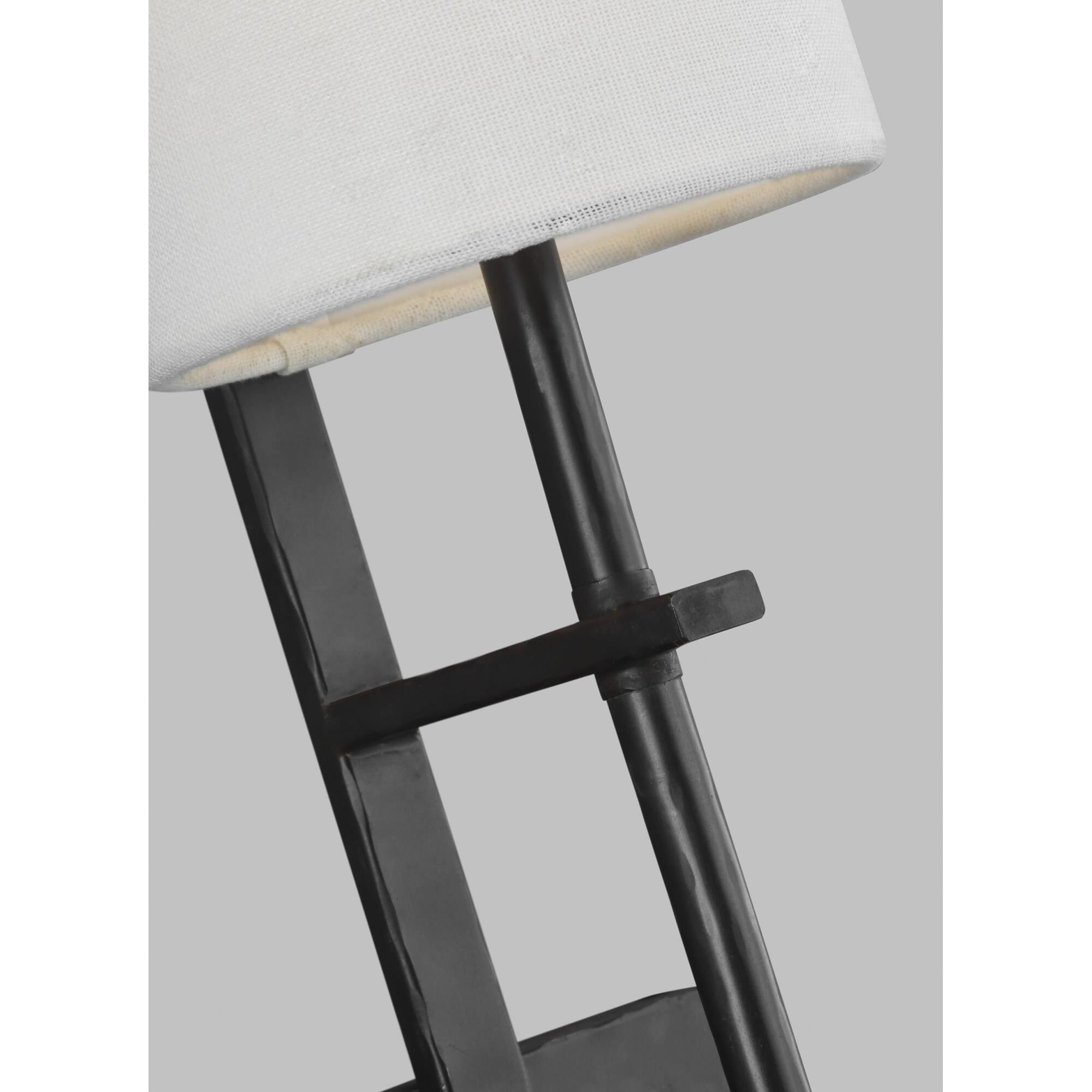 Shown in Aged Iron finish and White Linen shade