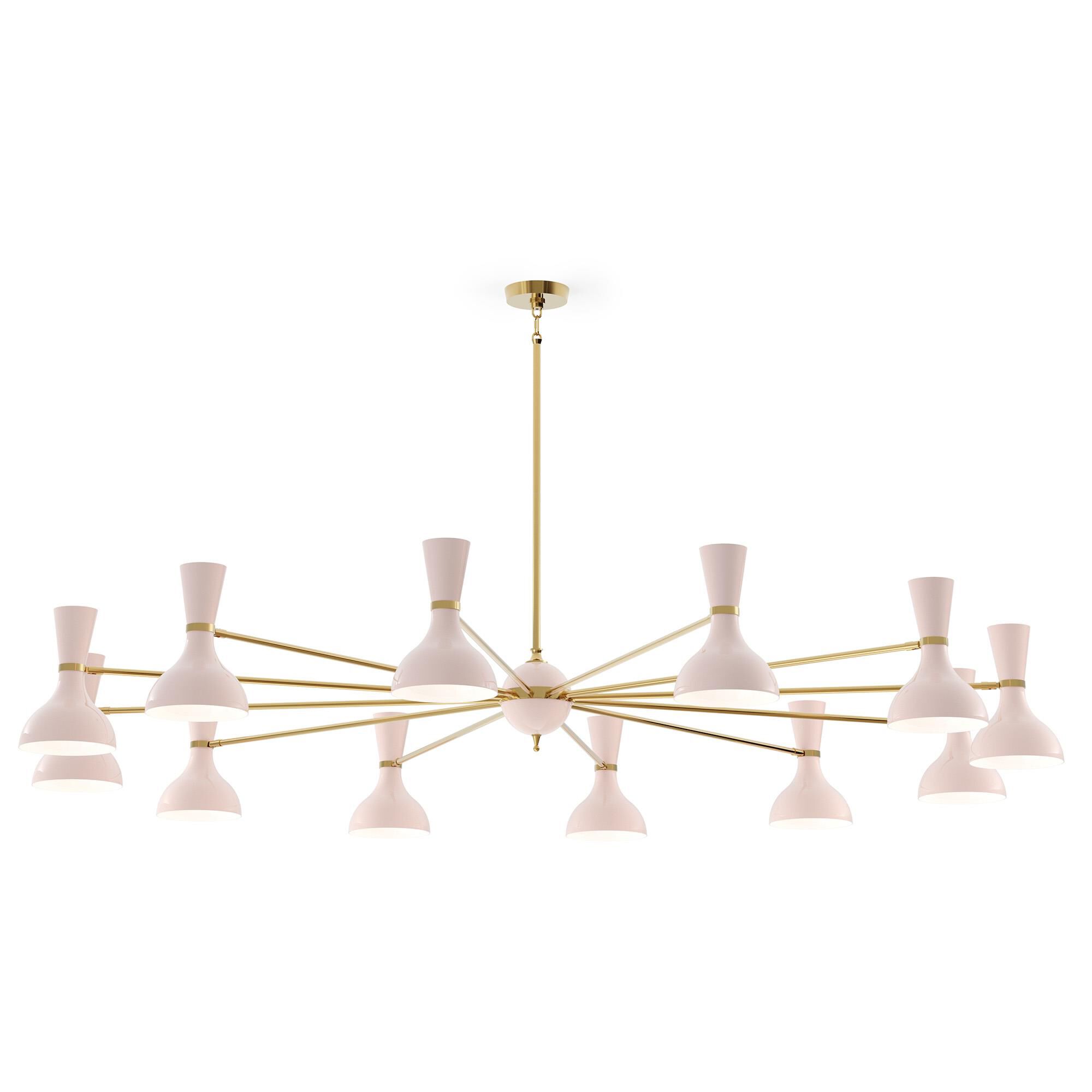 Shown in Modern Brass finish and Rose Water shade
