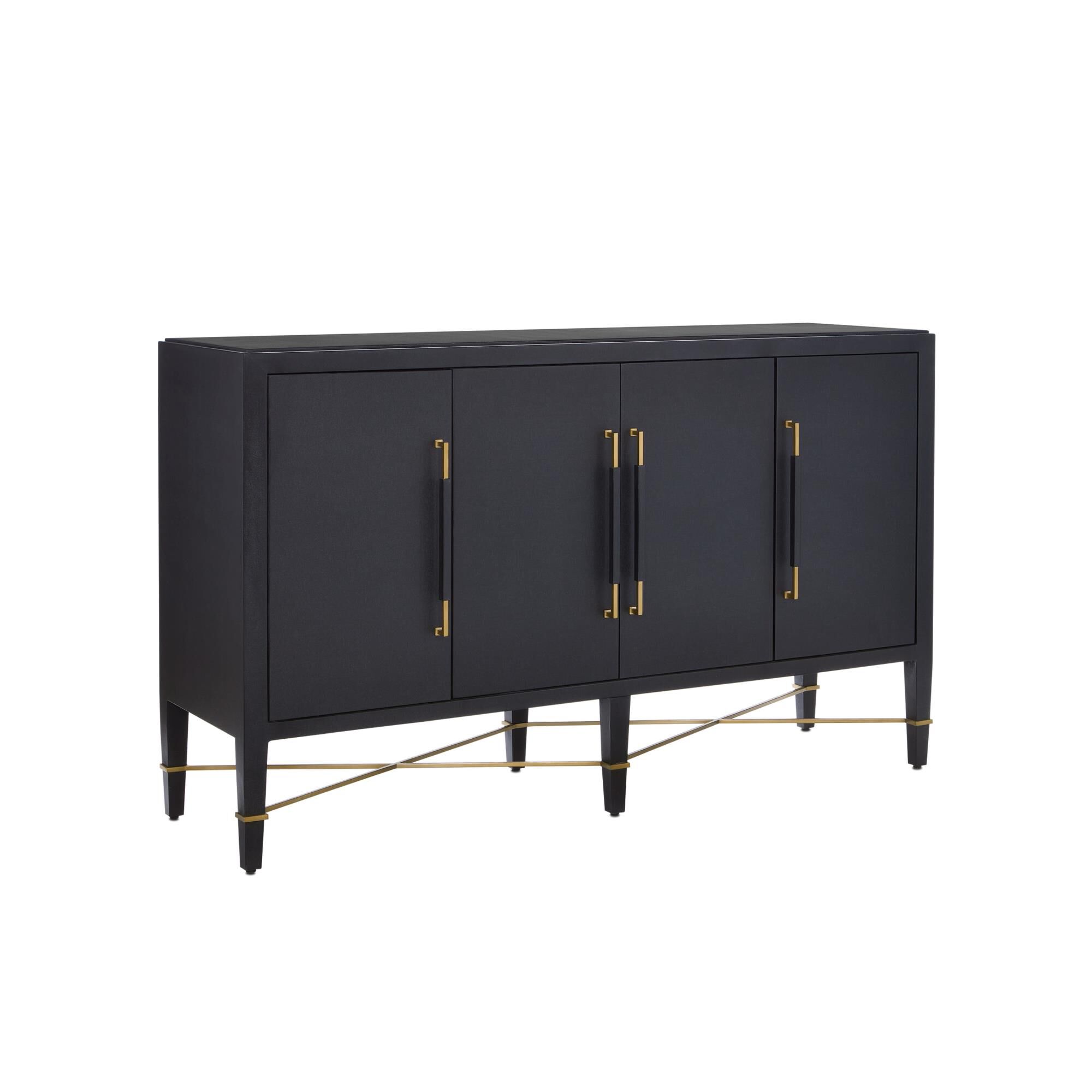 Shown in Black Lacquered Linen-Champagne Stretchers-Linen finish