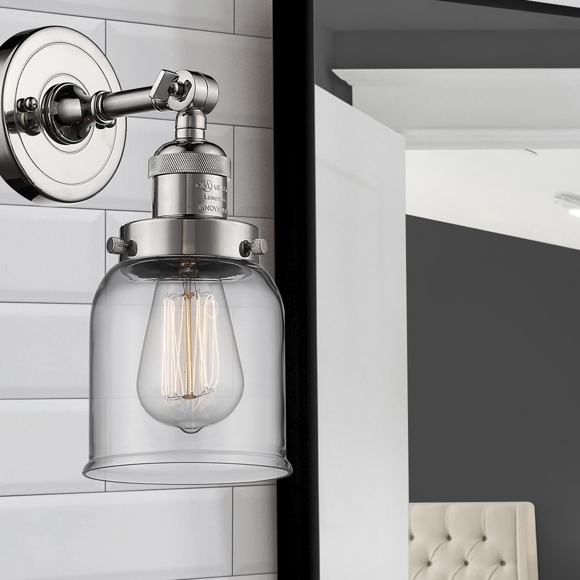 Shown in Polished Nickel finish and Clear glass