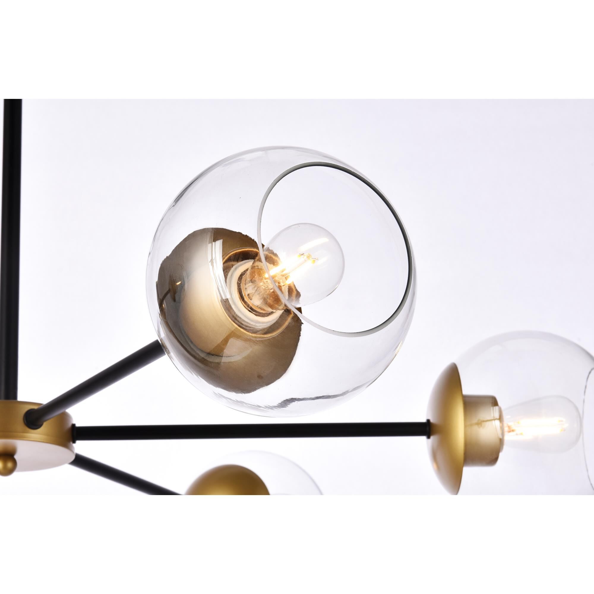 Shown in Black and Brass finish and Clear glass