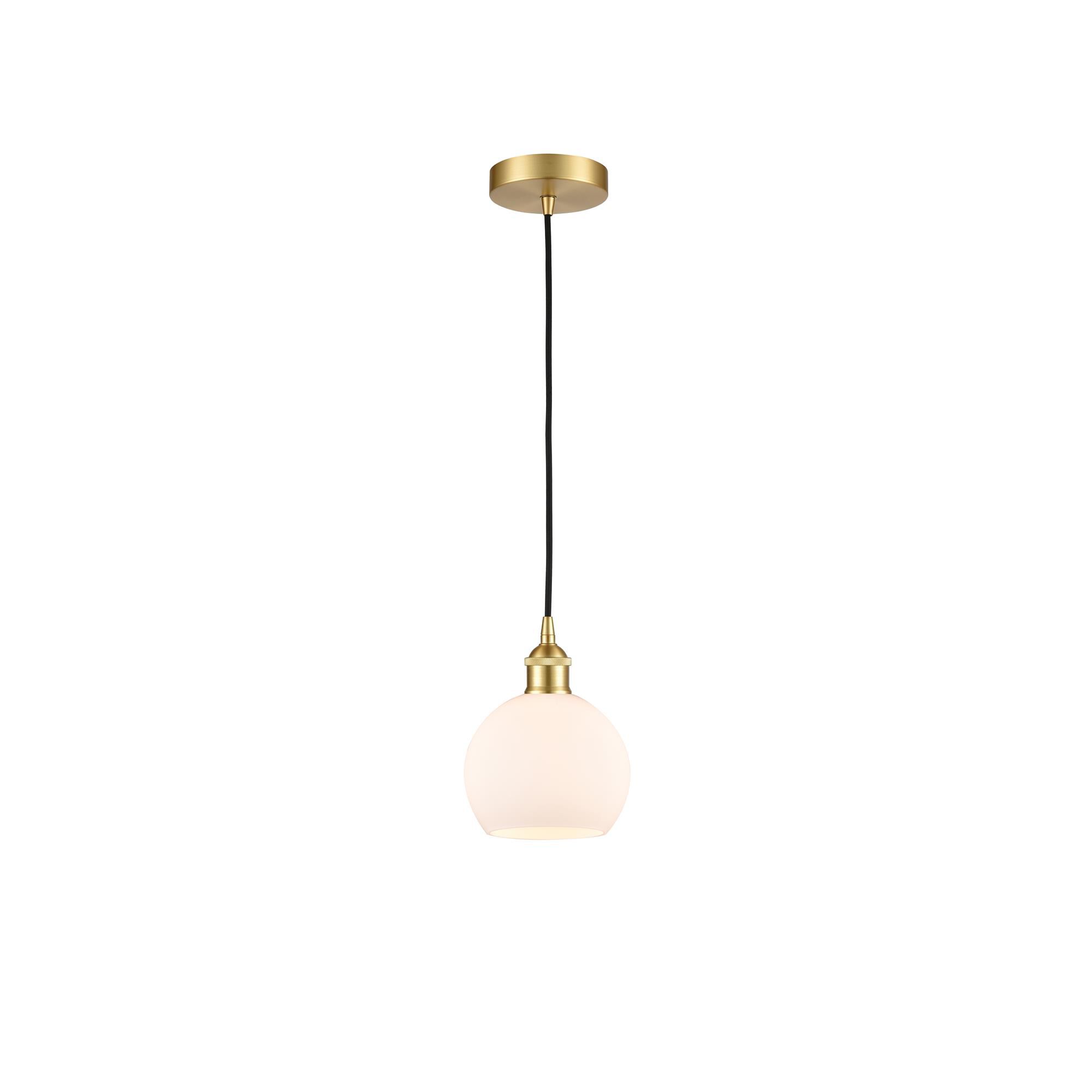 Shown in Satin Gold finish and Cased Matte White glass