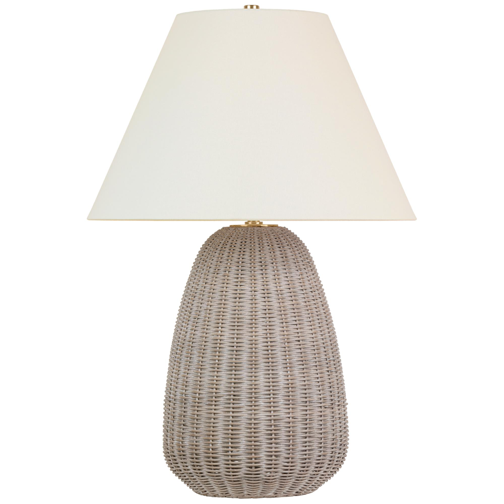 Shown in Ash Wicker and Antique-Burnished Brass finish