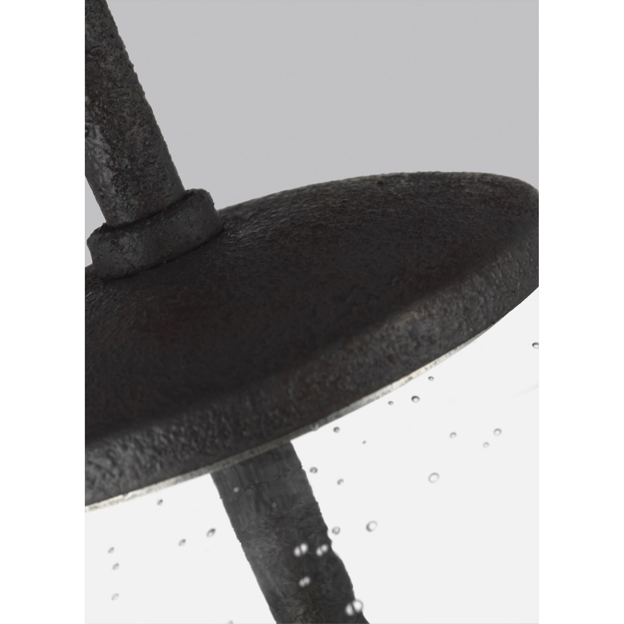 Shown in Dark Weathered Iron finish and Clear Seeded glass