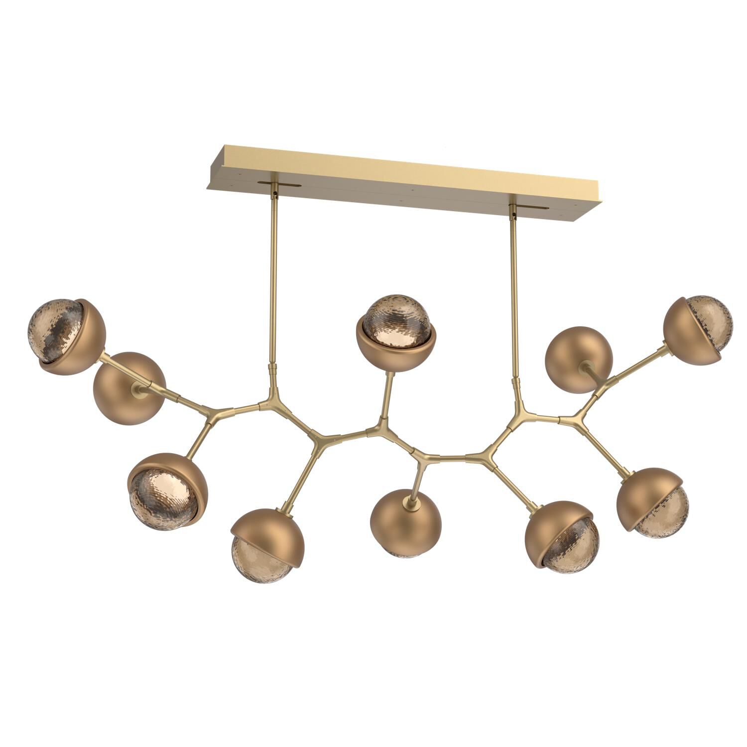Shown in Gilded Brass finish and Bronze glass and Novel Brass accent