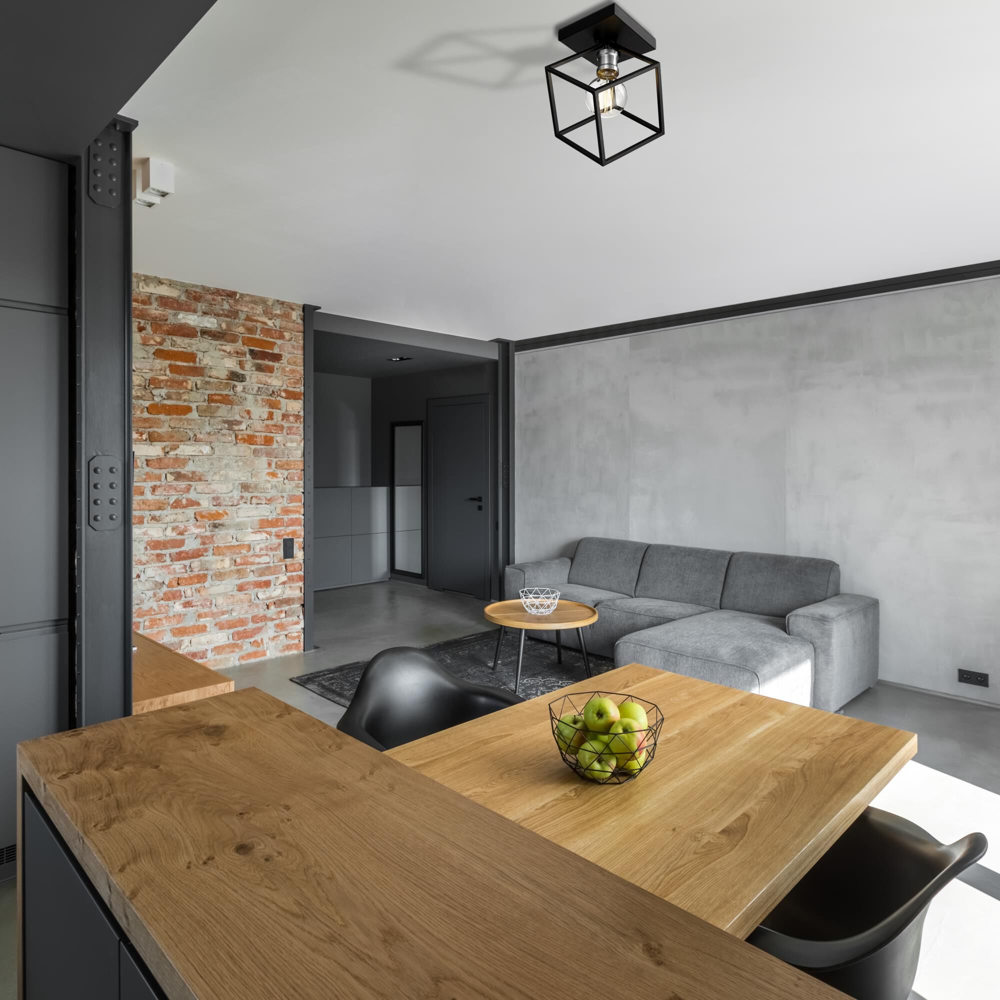 Shown in Matte Black + Brushed Nickel finish and --- glass and --- shade