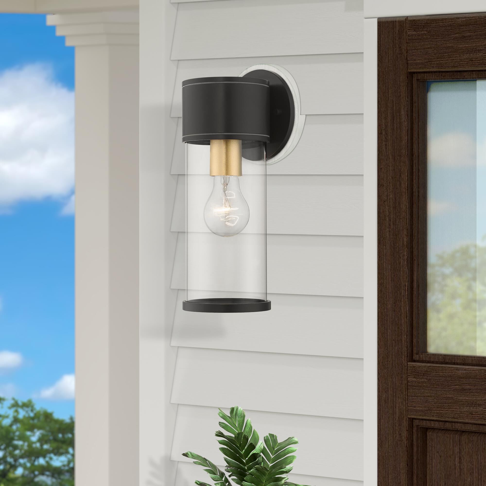 Shown in Bronze With Antique Gold Accents finish and Clear glass