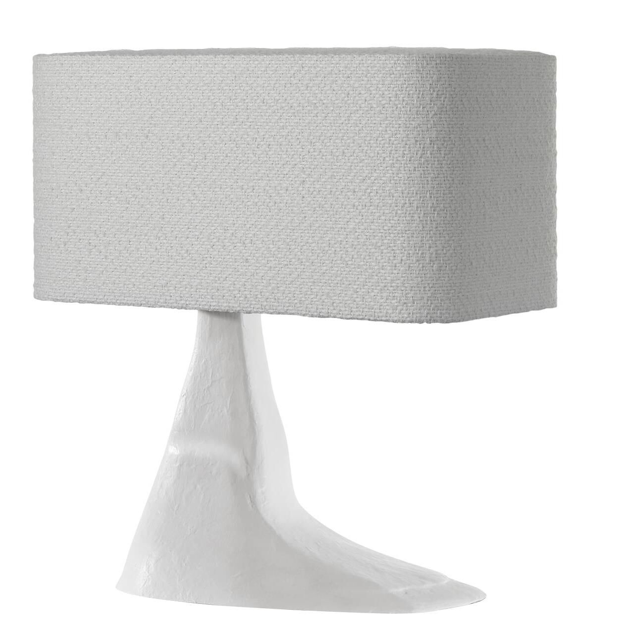 Shown in Plaster White finish and Boucle Rectangle shade