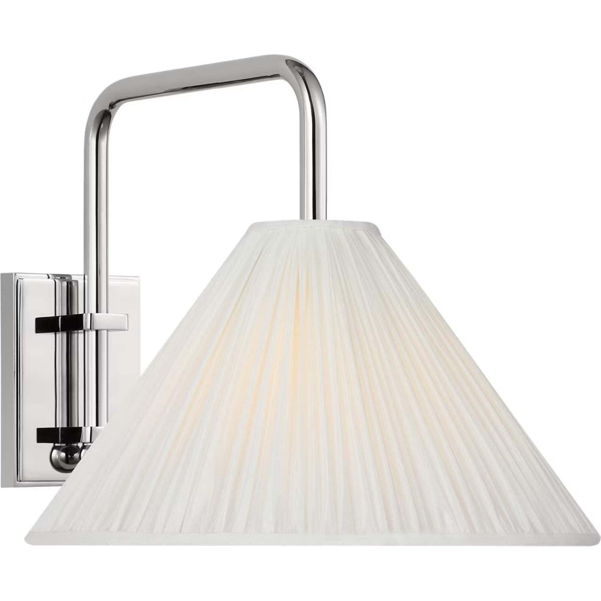 Shown in Polished Nickel finish and Silk Pleated shade