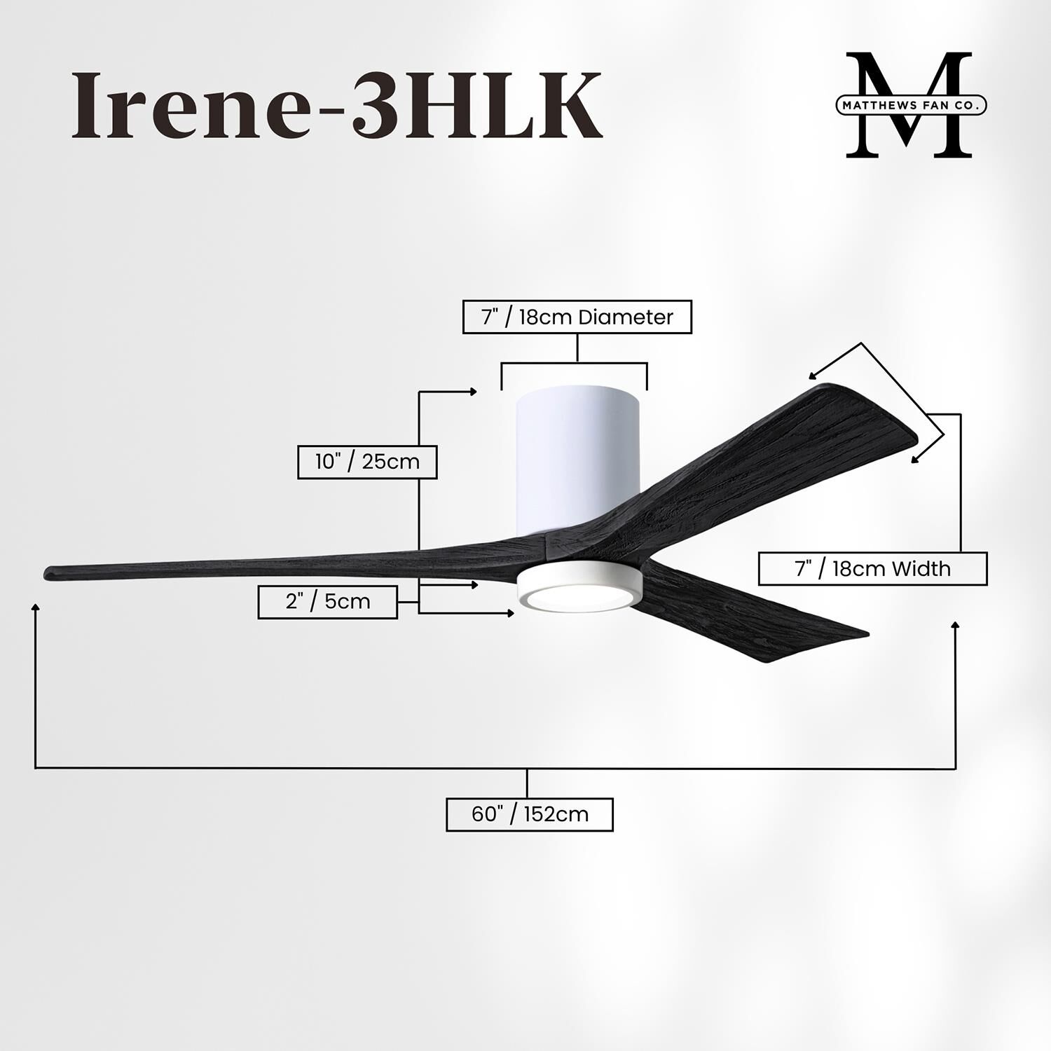 Irene 60 Inch Flush Mount Fan with Light Kit by Matthews Fan Company