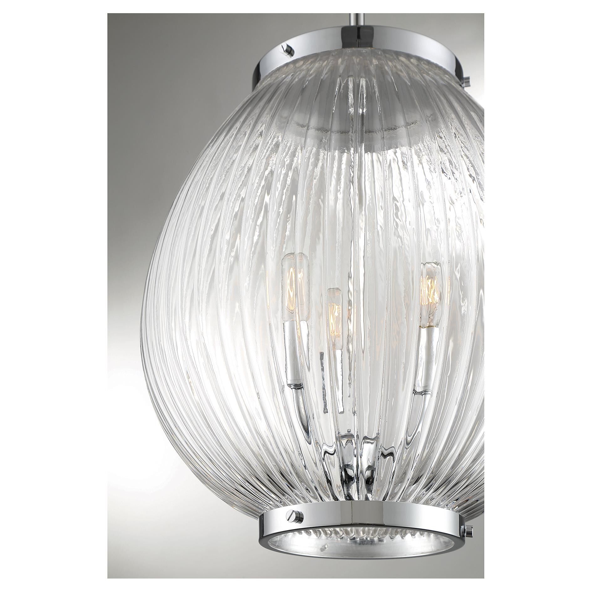 Shown in Polished Chrome finish and Clear Ribbed glass