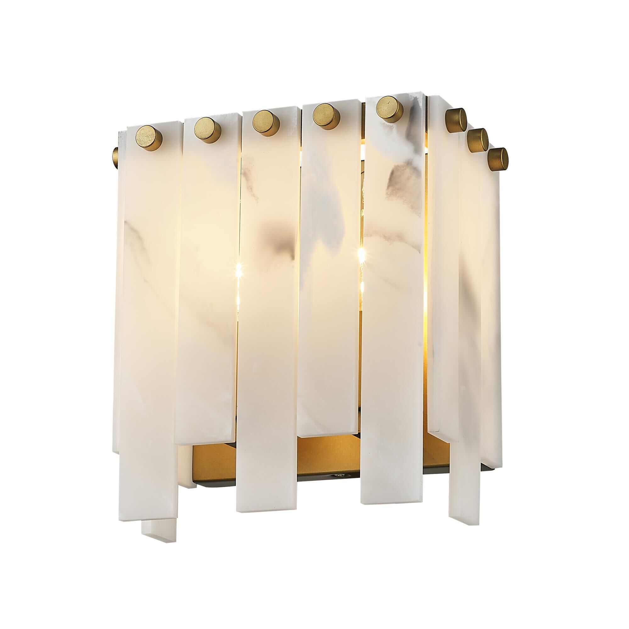 Shown in Rubbed Brass finish and Alabaster Resin shade