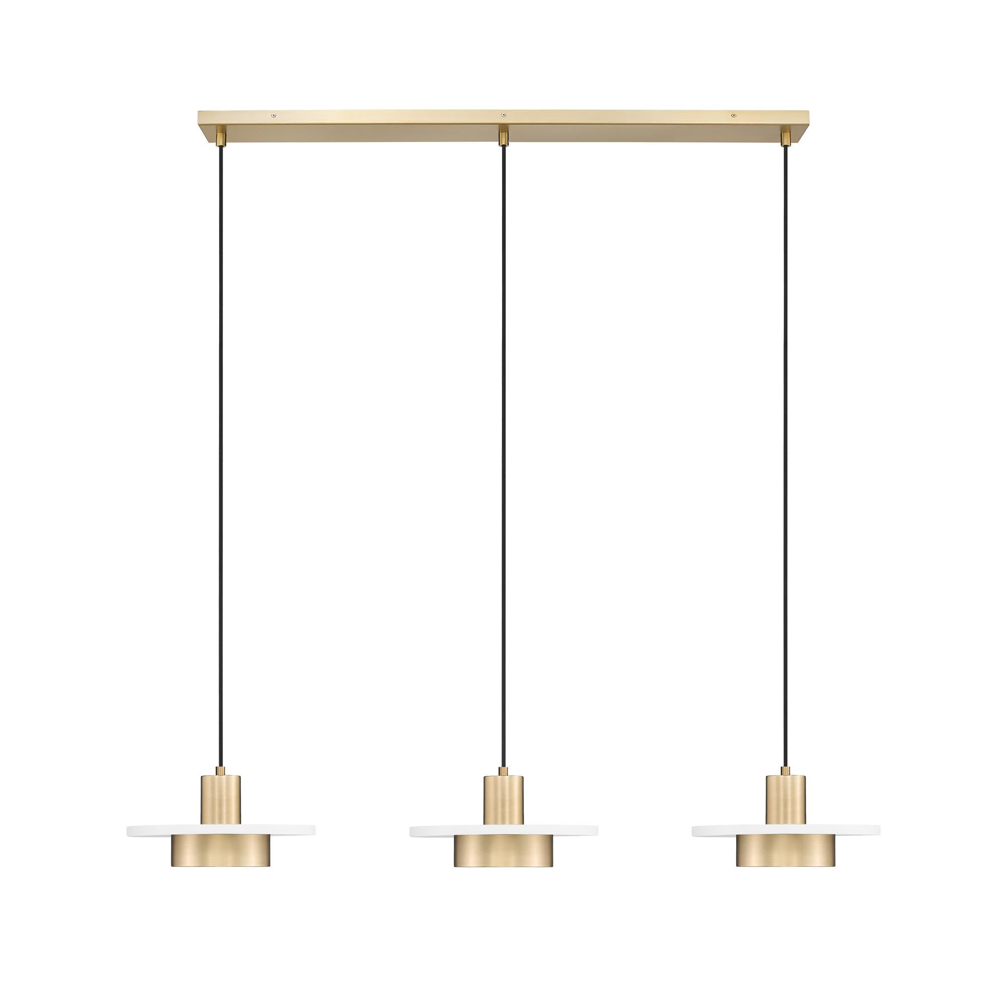 Shown in Matte White and Modern Gold finish and Frosted glass