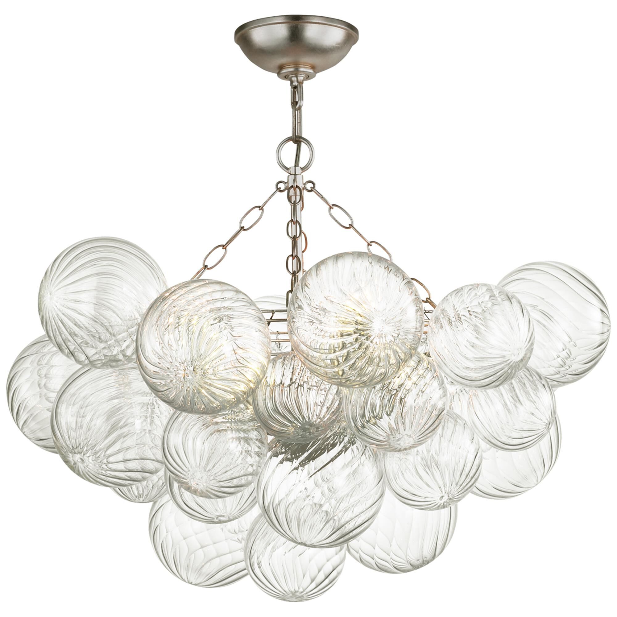 Shown in Burnished Silver Leaf And Clear Swirled Glass finish