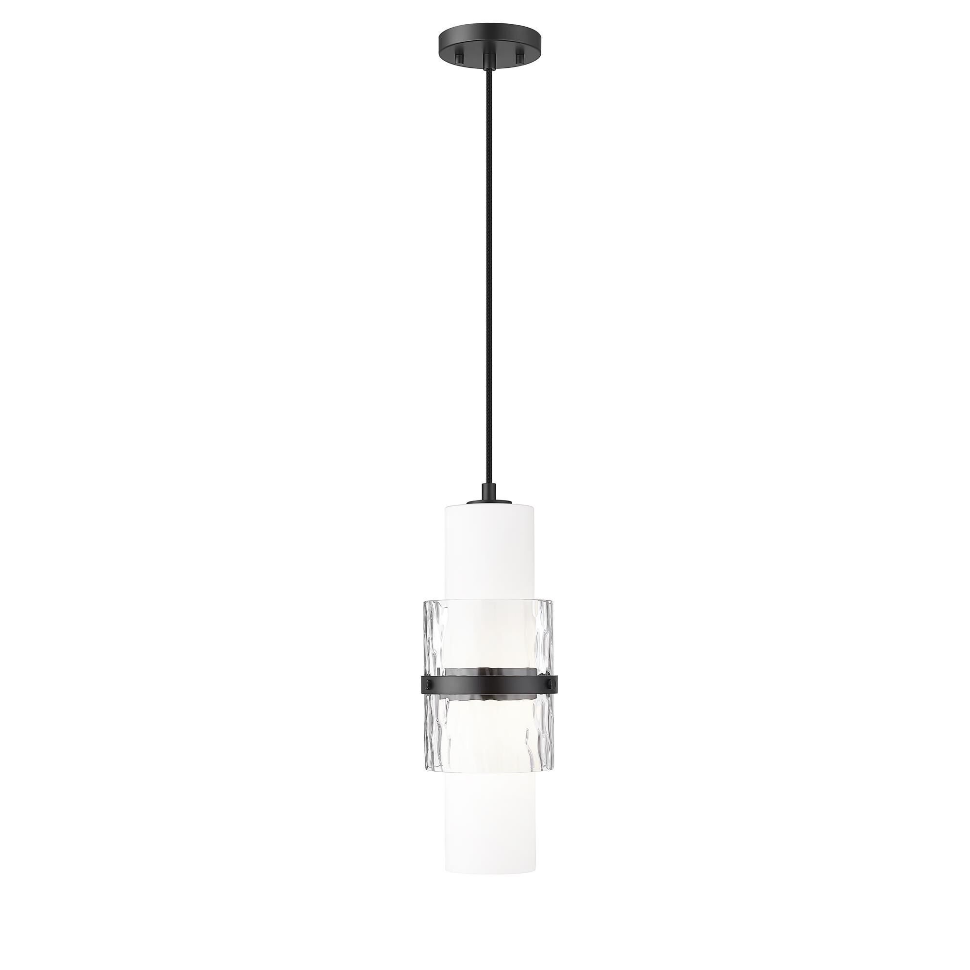 Shown in Matte Black finish and Clear + Etched Opal glass and Clear + Etched Opal shade
